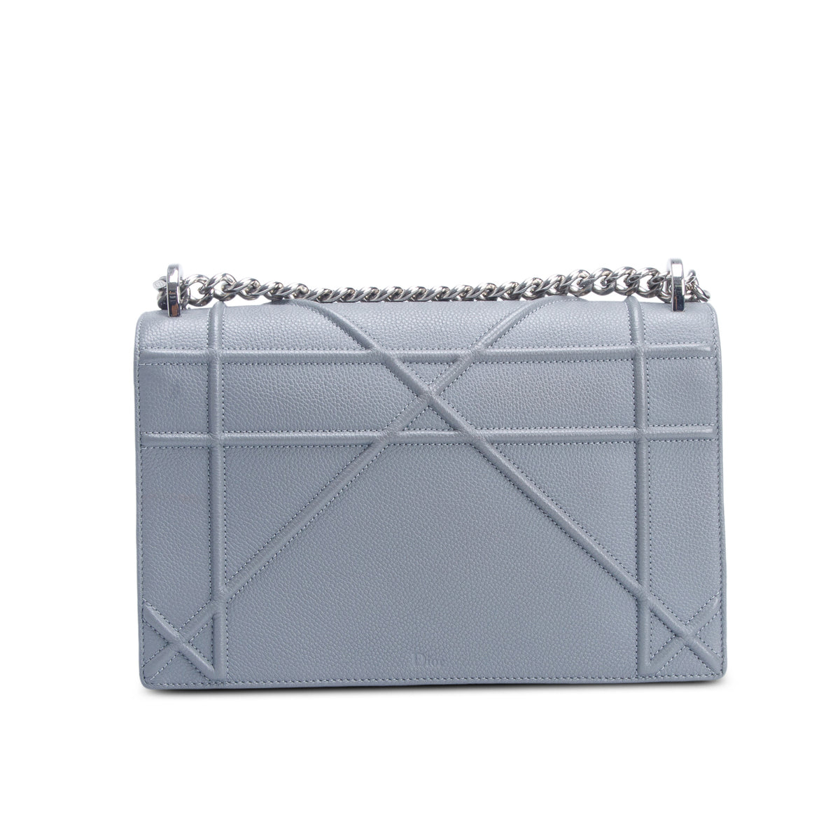 Christian Dior Grey Grained Calfskin Leather Medium Diorama Flap Bag