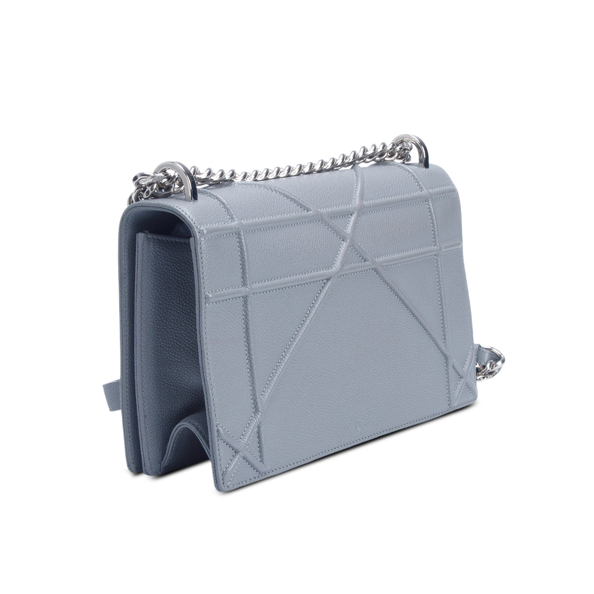 Christian Dior Grey Grained Calfskin Leather Medium Diorama Flap Bag