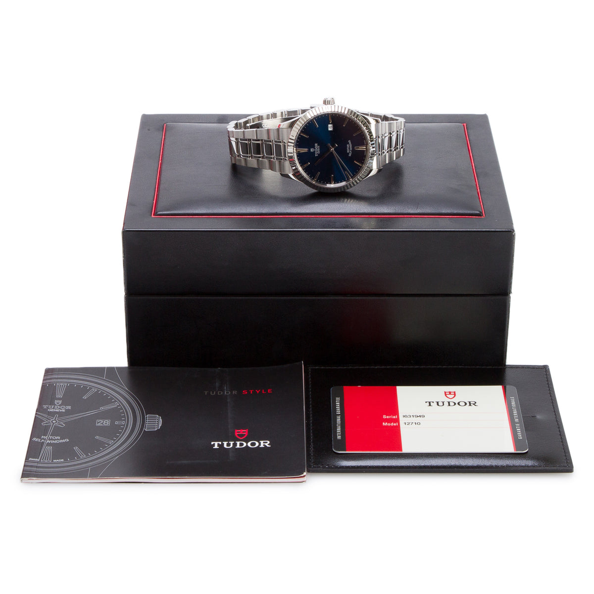 Tudor Stainless Steel Style 41  MM Automatic Watch Blue Dial 12710 w/ Box & Papers
