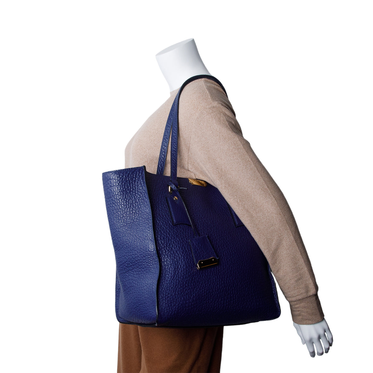 Burberry Blue Heritage Grain Medium Woodbury Tote