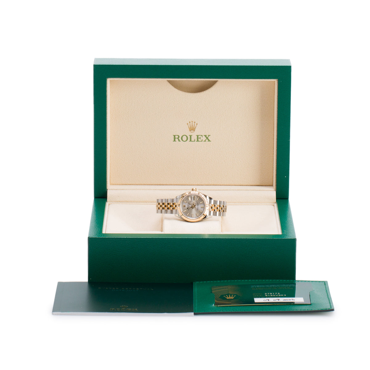 Rolex Stainless Steel & 18k Yellow Gold Lady-Datejust 28 MM Automatic Watch Silver Dial 279173 w/ Box & Papers
