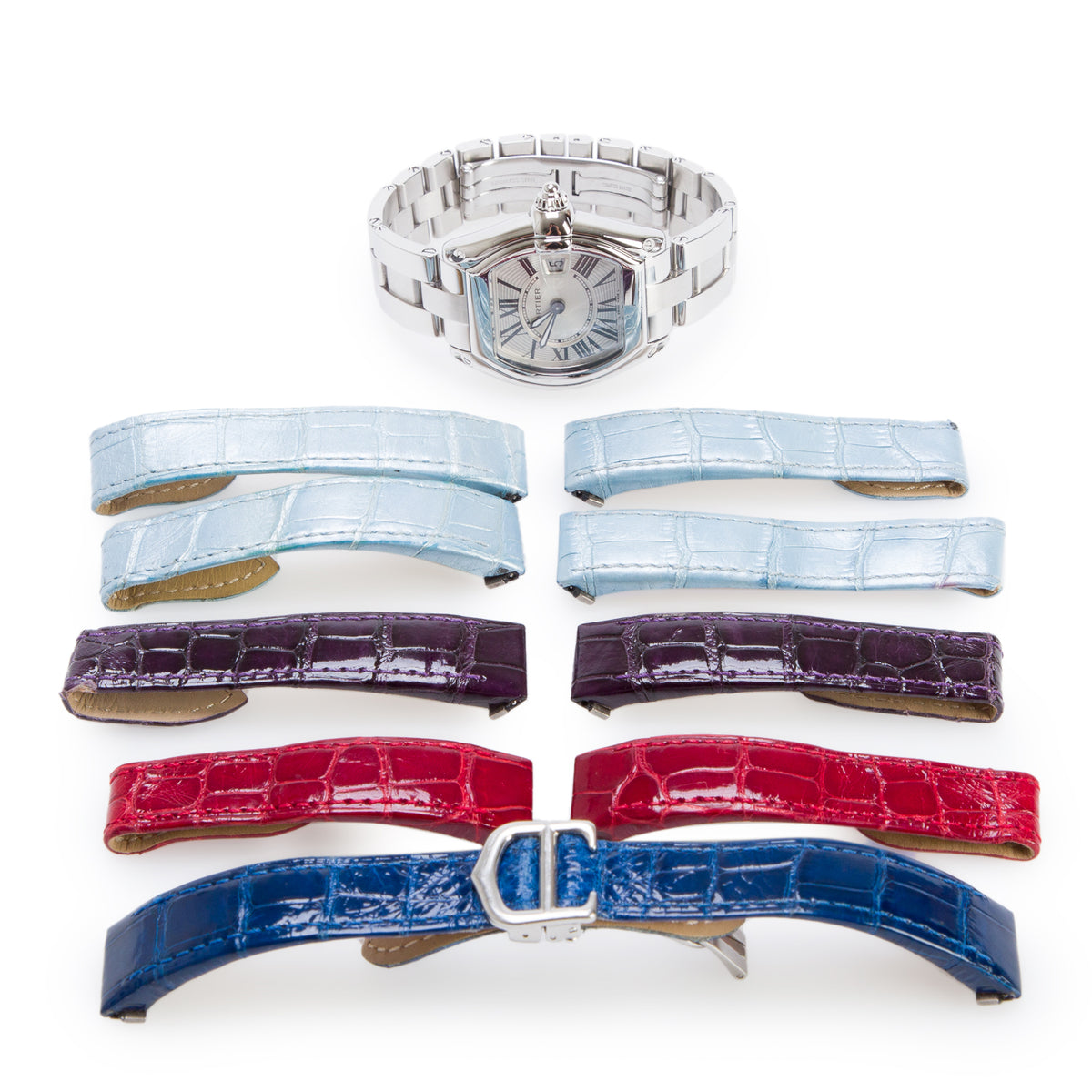 Cartier Stainless Steel Roadster 31 MM Quartz Watch Silver Dial 2675 w/ Straps