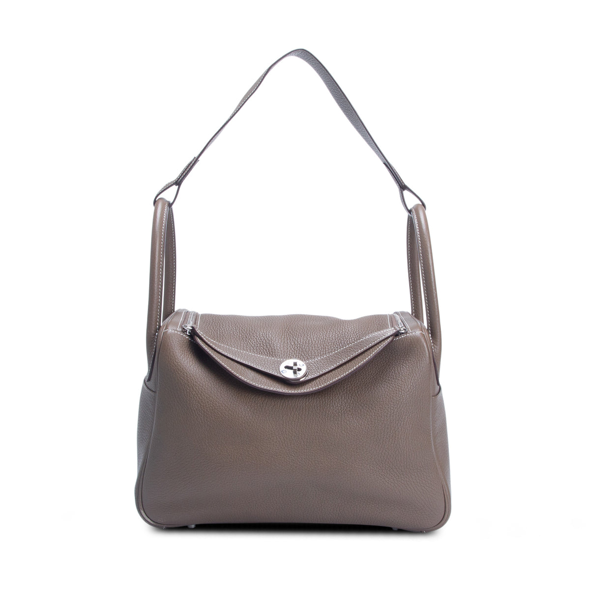 Hermes Etoupe Clemence Leather Lindy 30