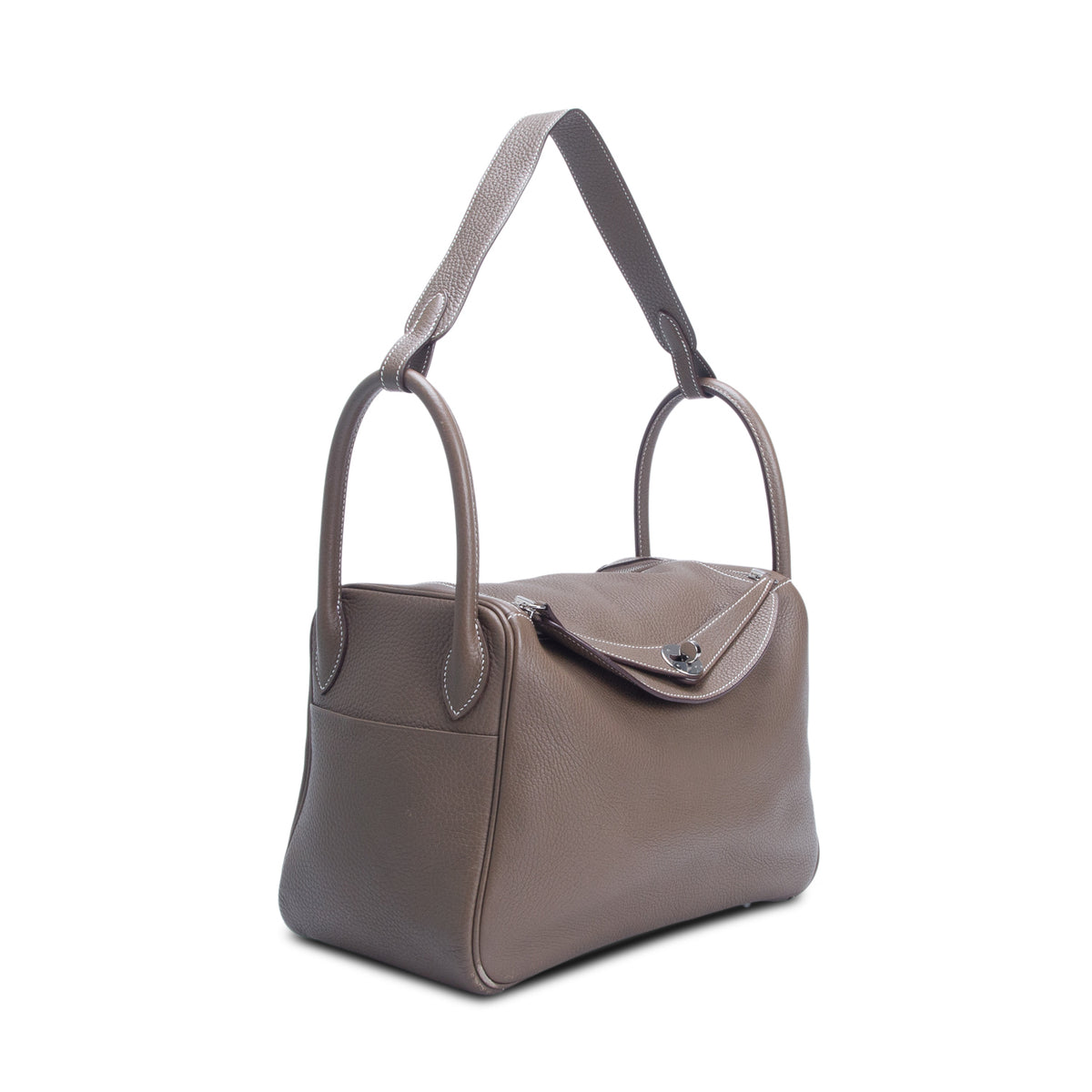 Hermes Etoupe Clemence Leather Lindy 30