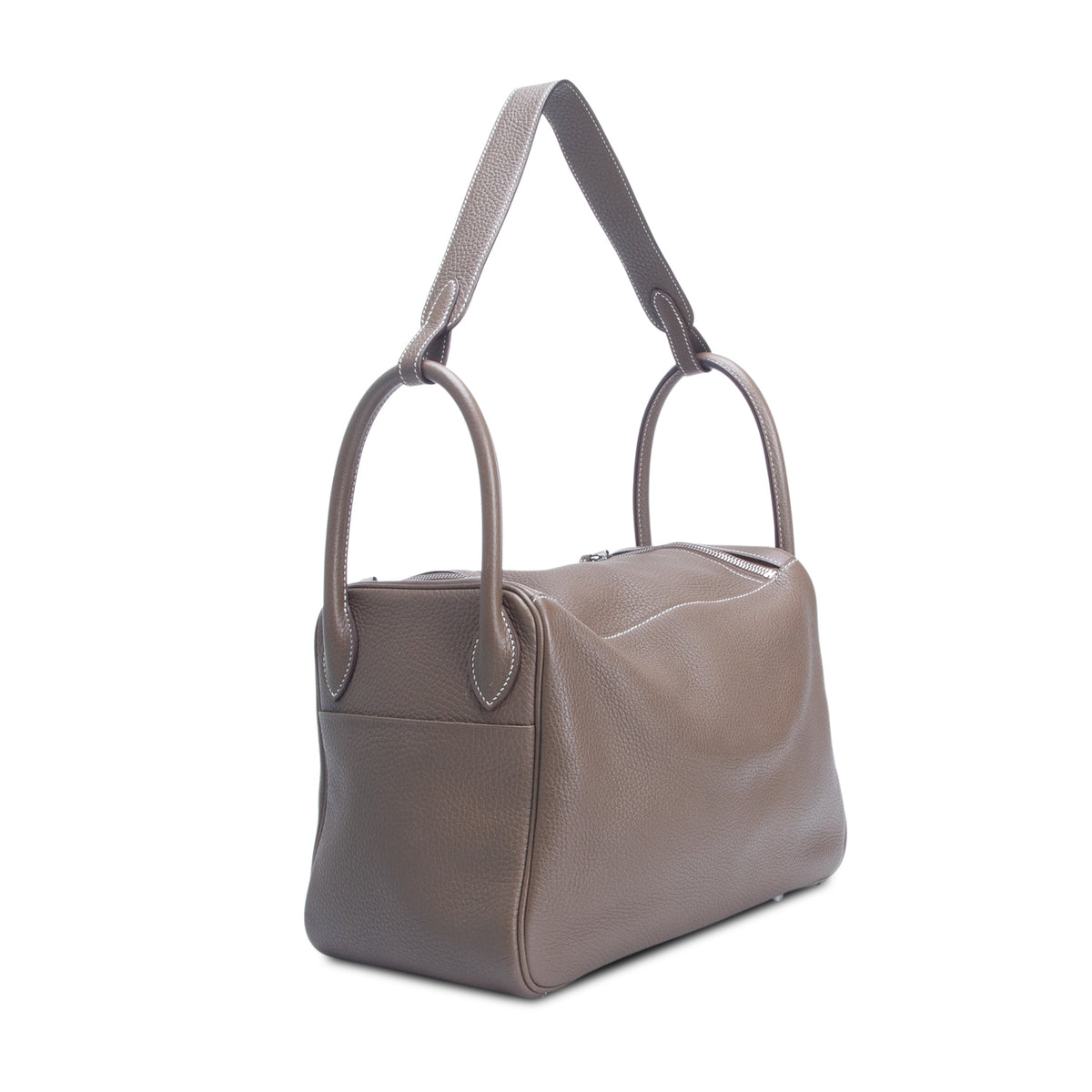 Hermes Etoupe Clemence Leather Lindy 30