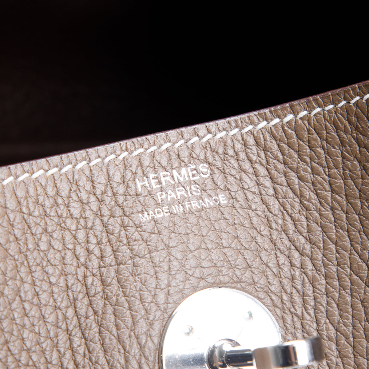 Hermes Etoupe Clemence Leather Lindy 30