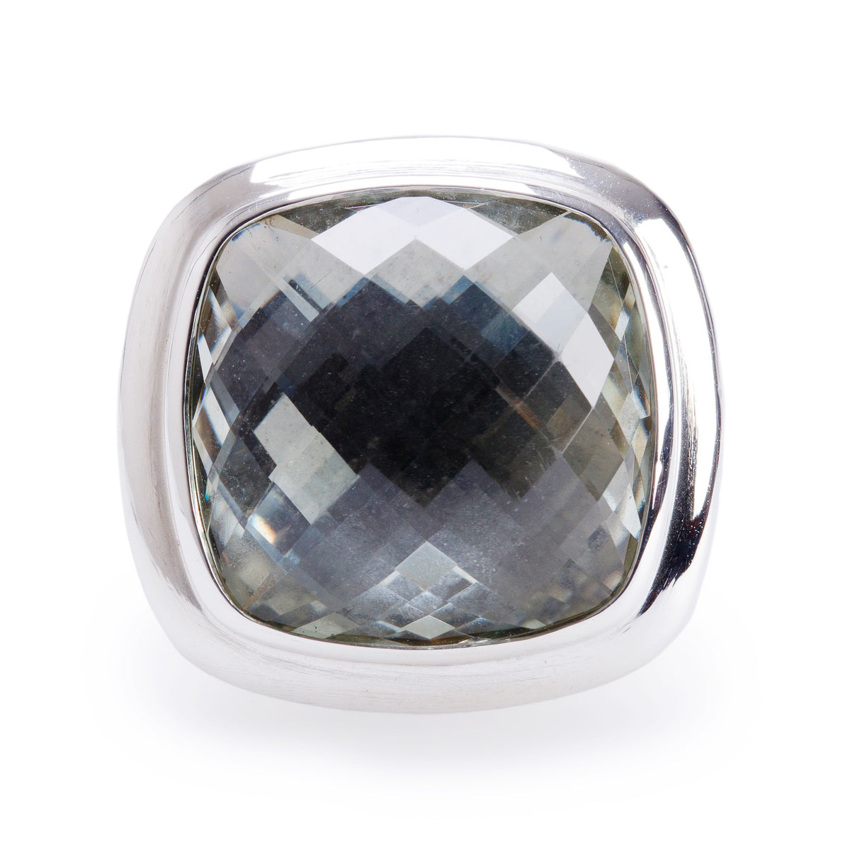 David Yurman Sterling Silver Prasiolite Albion Signet Ring, Size 7