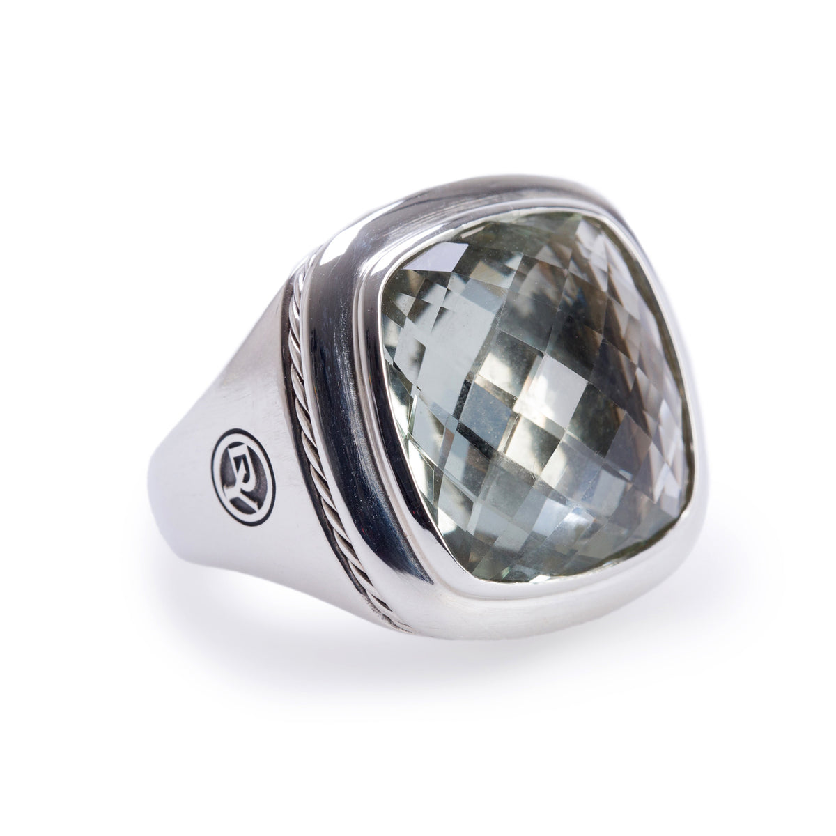 David Yurman Sterling Silver Prasiolite Albion Signet Ring, Size 7