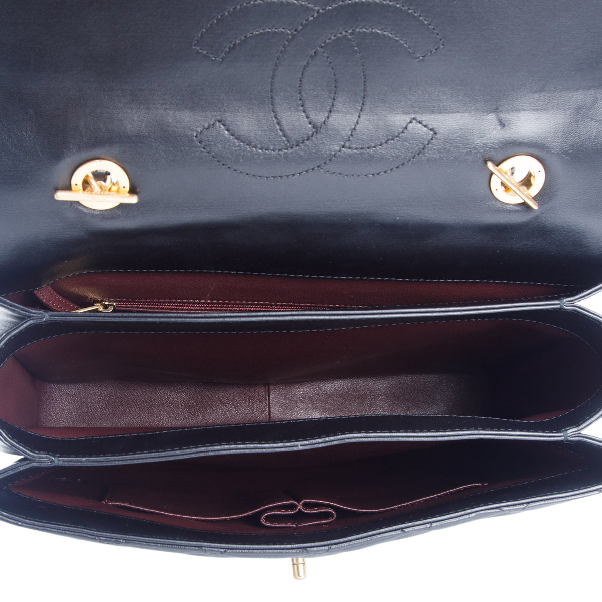 Chanel Black Lambskin Quilted Large Trendy CC Dual Handle Flap w/ Box