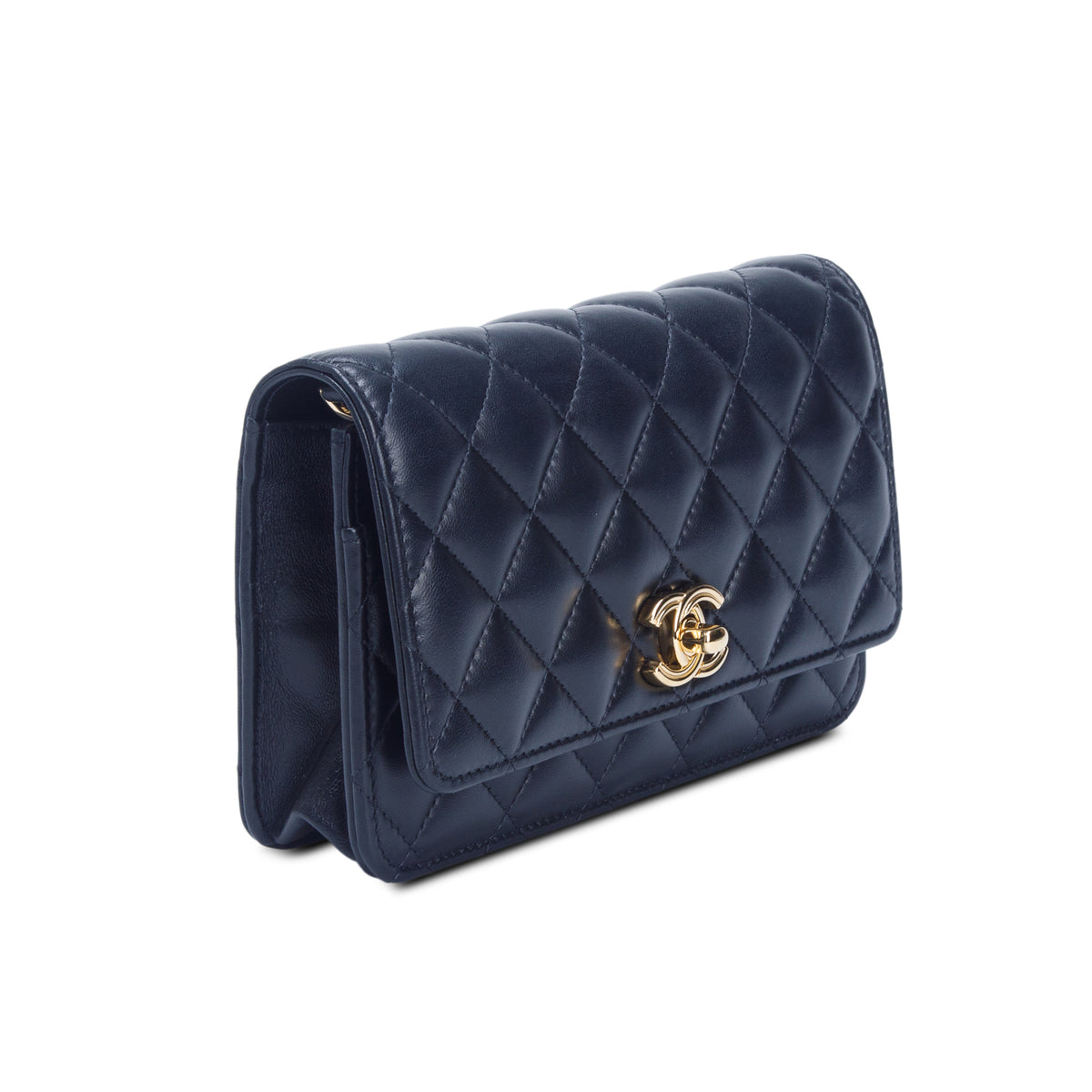Chanel 2026 Black Quilted Lambskin Wallet On Chain w/ Box & Receipt
