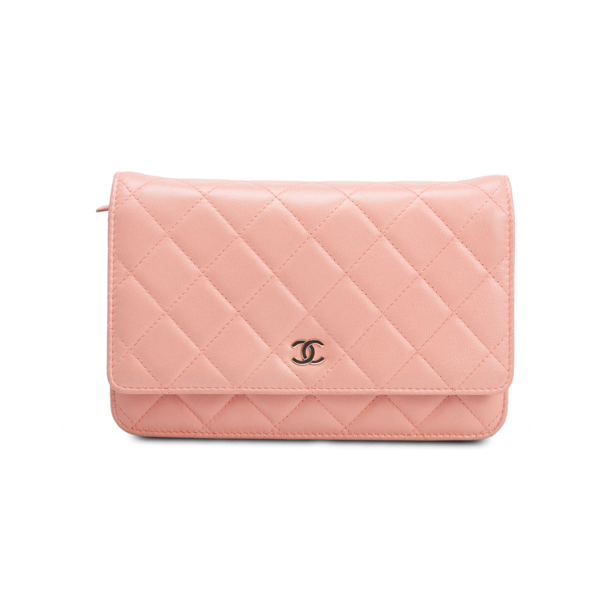 Chanel Peach Quilted Lambskin Wallet on Chain w/ Box & Authenticity Card