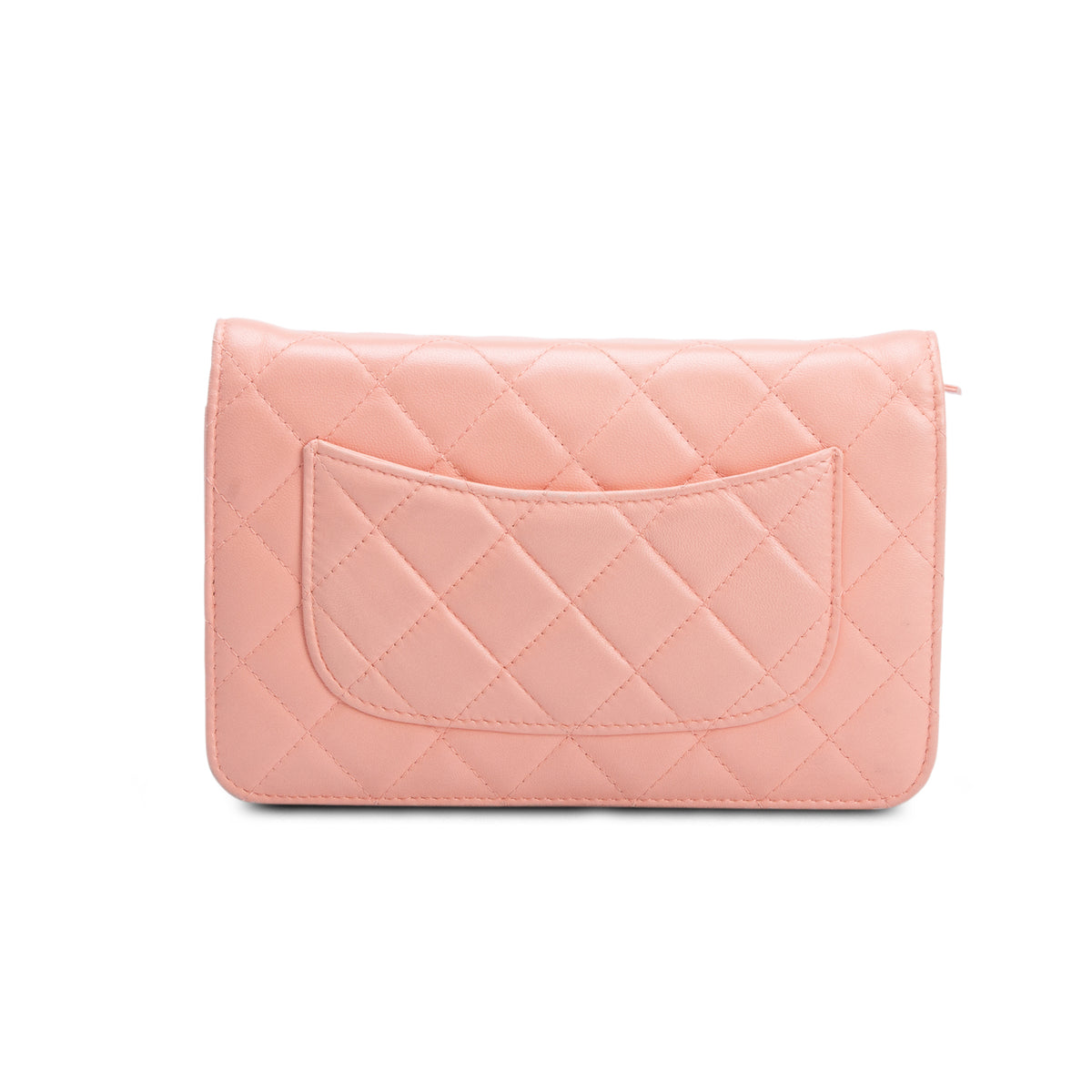 Chanel Peach Quilted Lambskin Wallet on Chain w/ Box & Authenticity Card