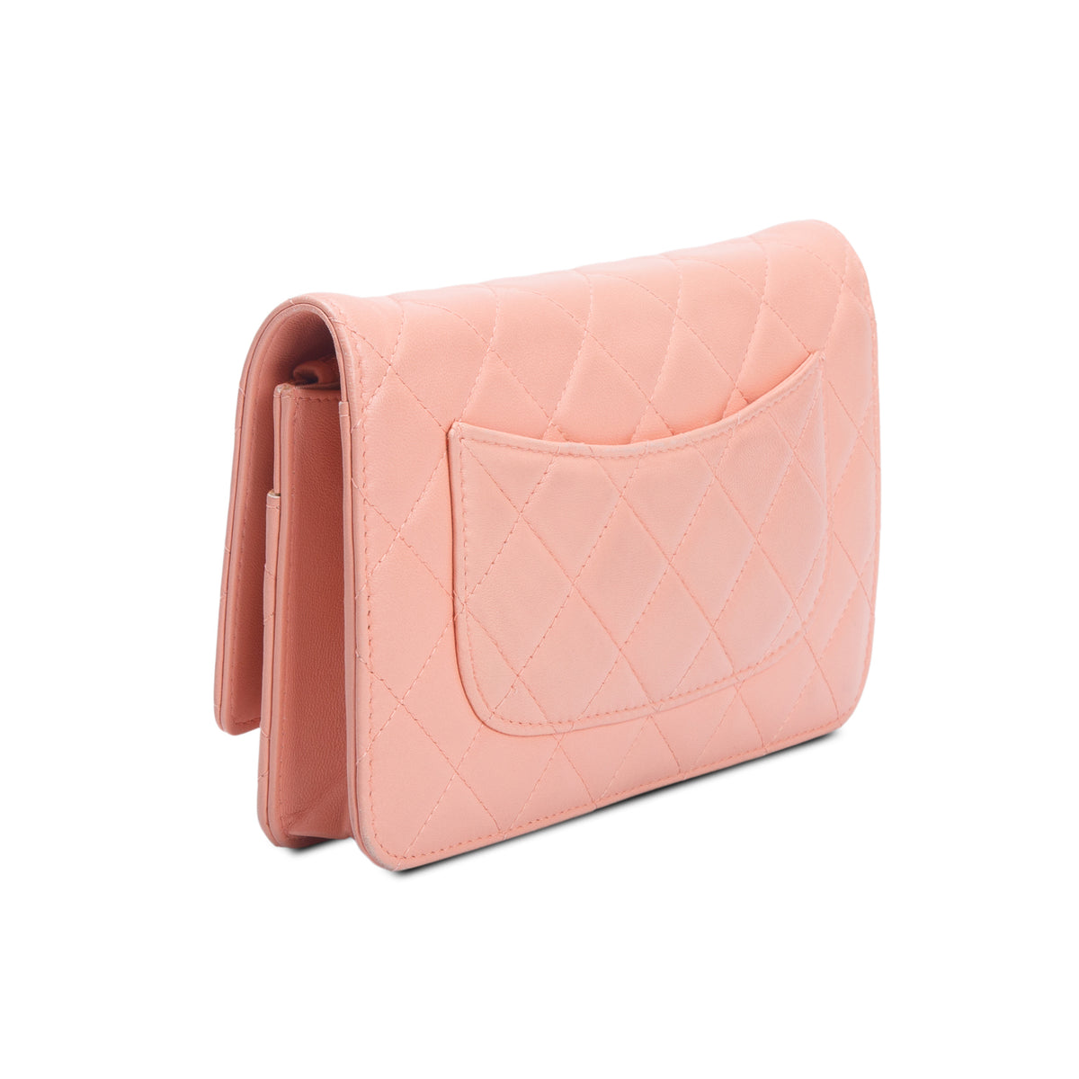 Chanel Peach Quilted Lambskin Wallet on Chain w/ Box & Authenticity Card