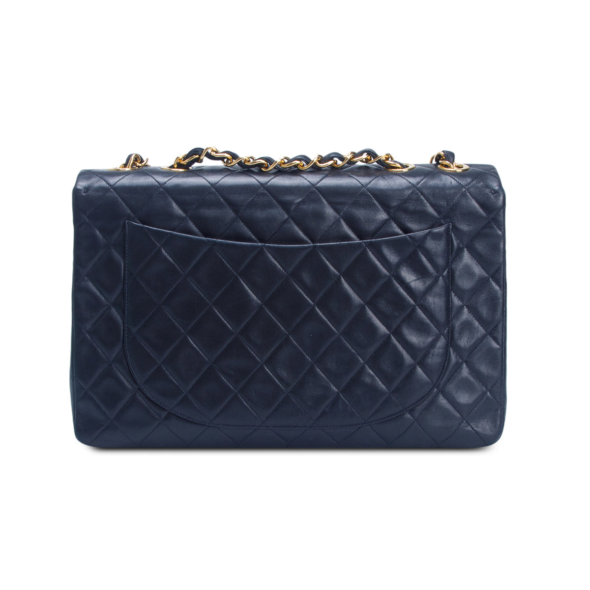 Chanel Vintage Black Lambskin Quilted XL Jumbo Single Flap Bag