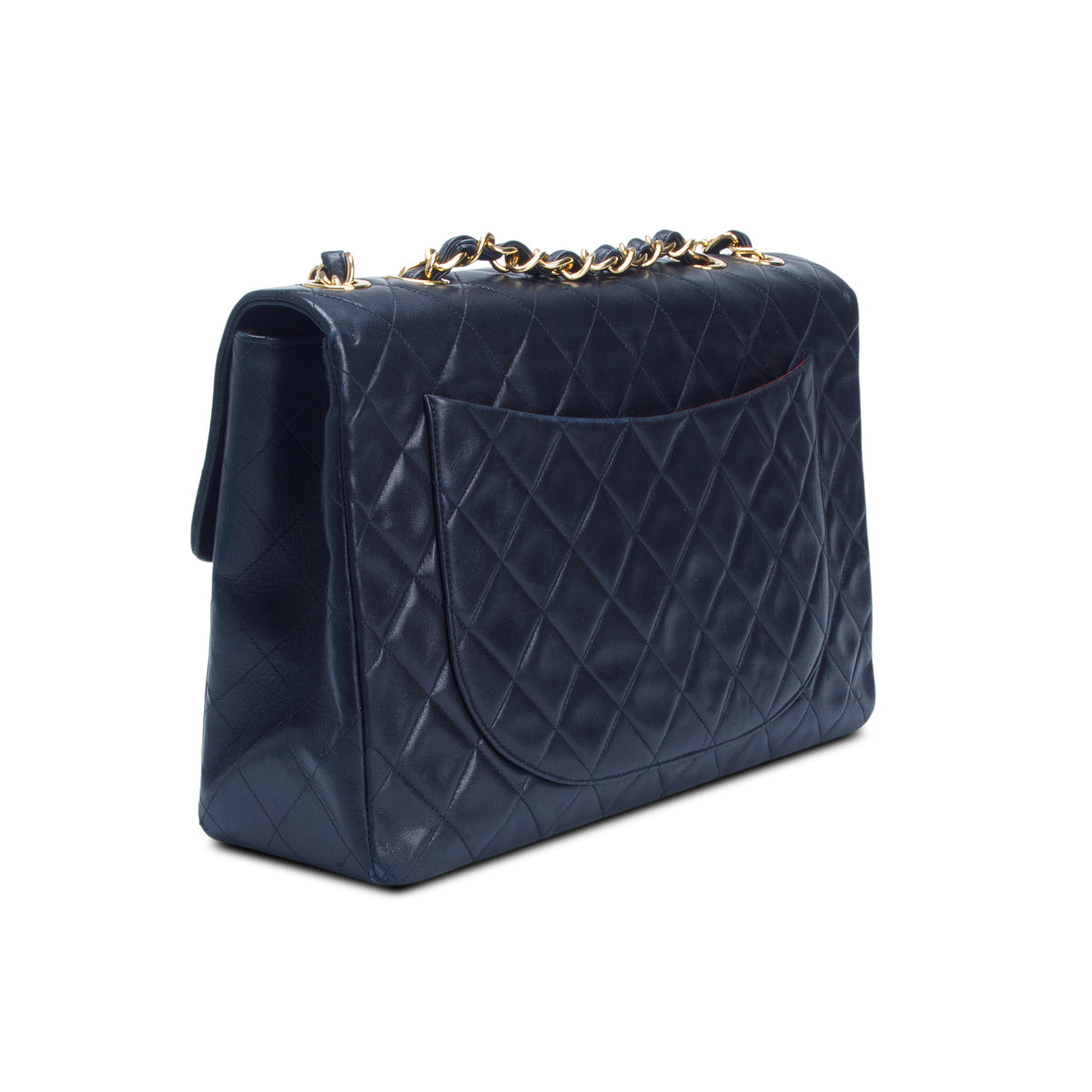 Chanel Vintage Black Lambskin Quilted XL Jumbo Single Flap Bag