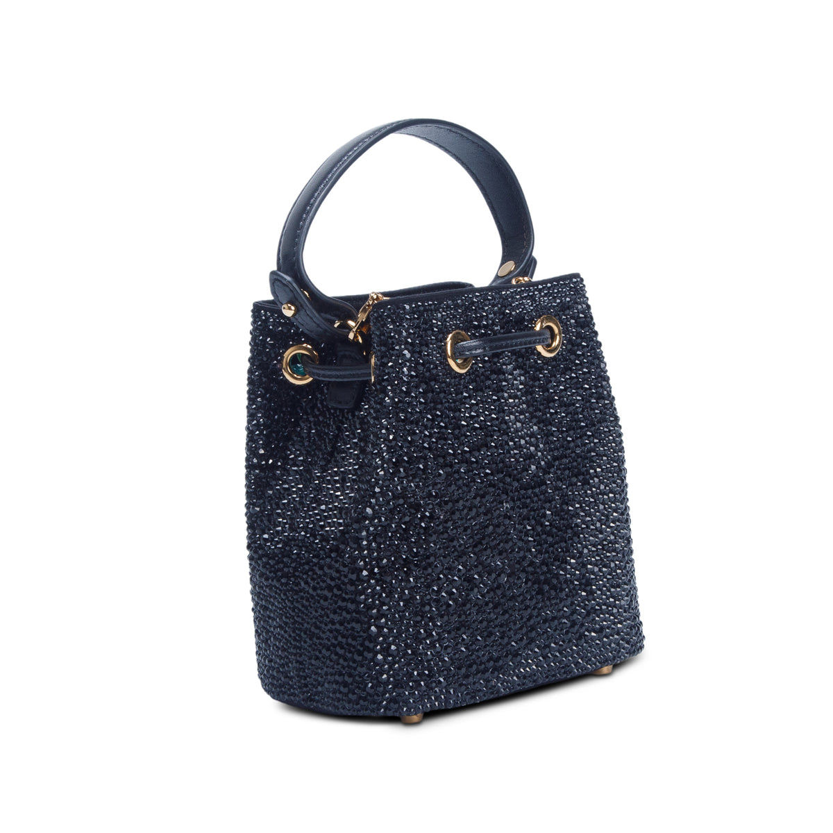 Versace Black La Medusa Embellished Satin Mini Bucket Bag w/ Box & Strap