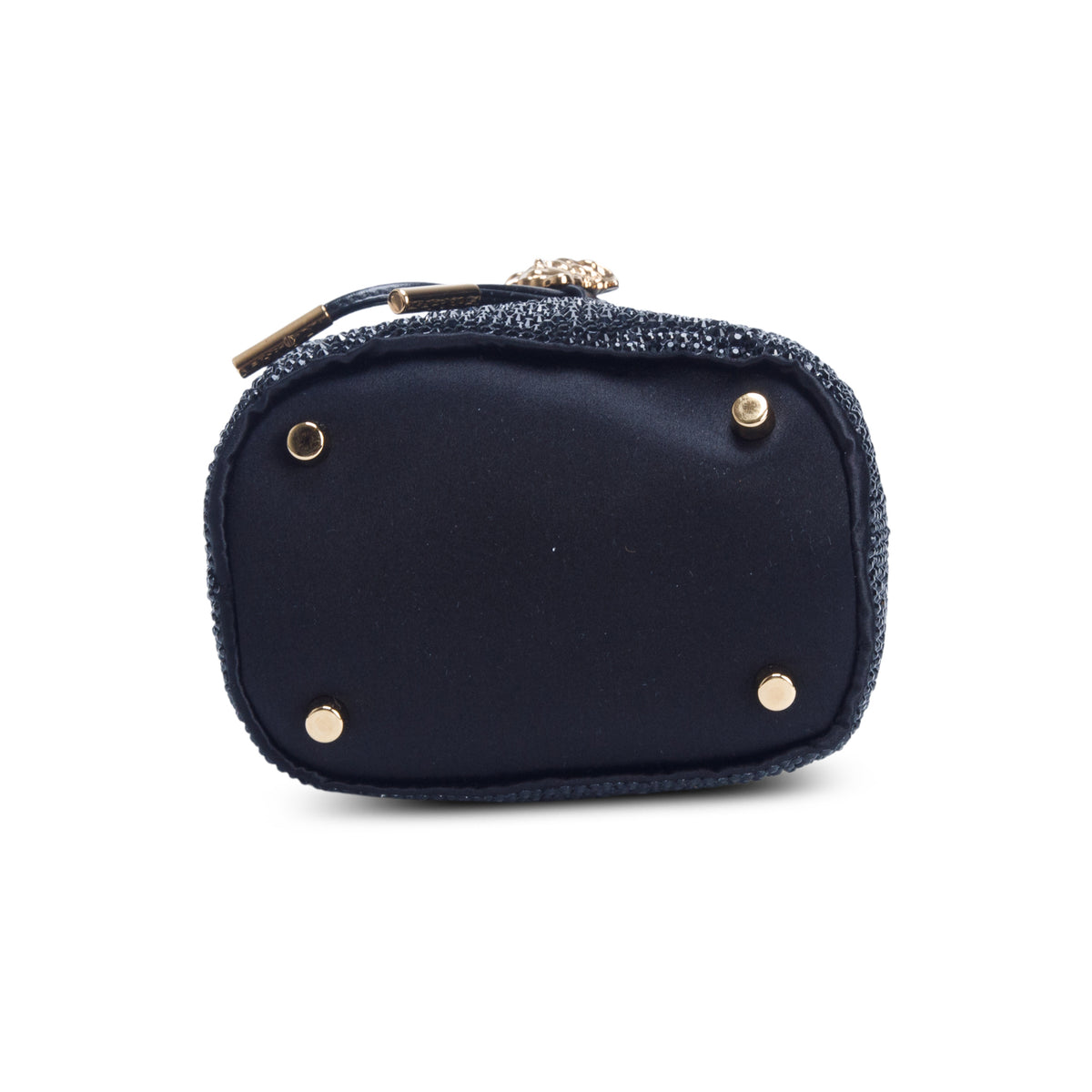 Versace Black La Medusa Embellished Satin Mini Bucket Bag w/ Box & Strap