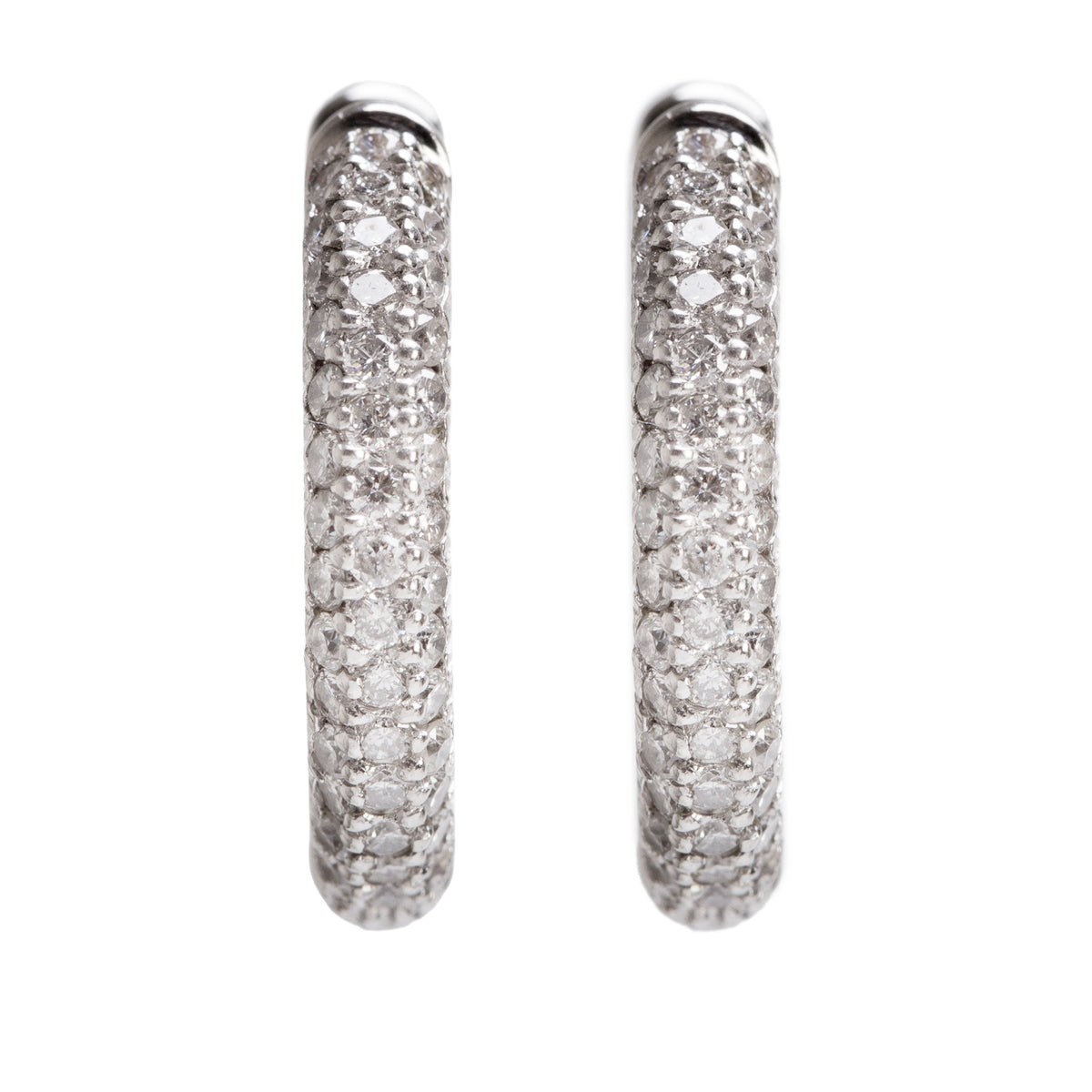 18k White Gold 1.25 tcw. Diamond Inside-Out Hoop Earrings