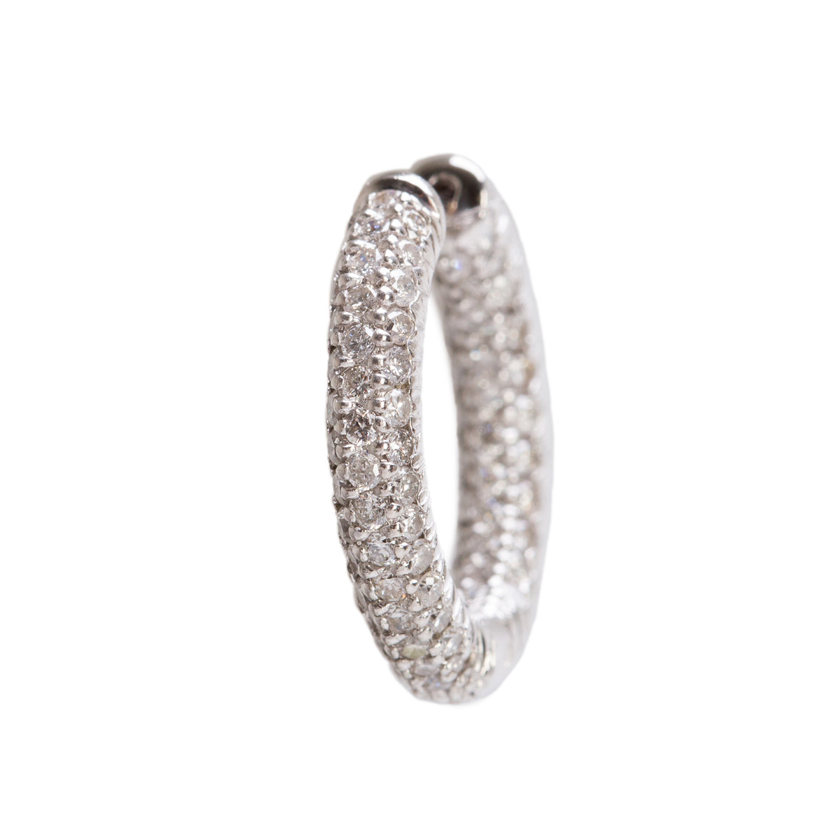 18k White Gold 1.25 tcw. Diamond Inside-Out Hoop Earrings