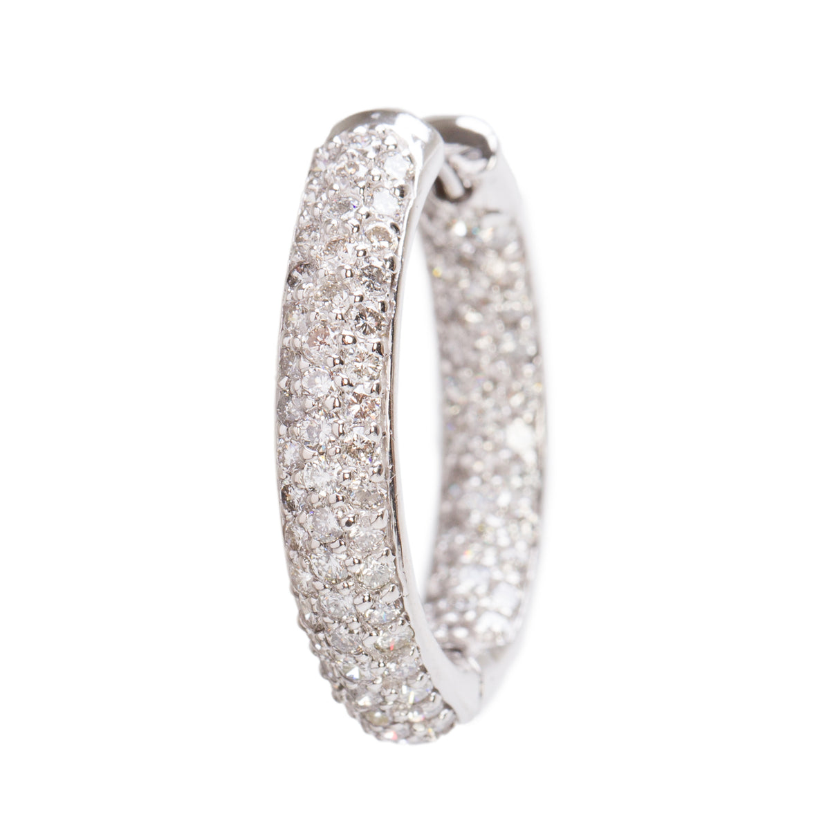 14k White Gold 3.44 tcw. Diamond Inside-Out Hoop Earrings