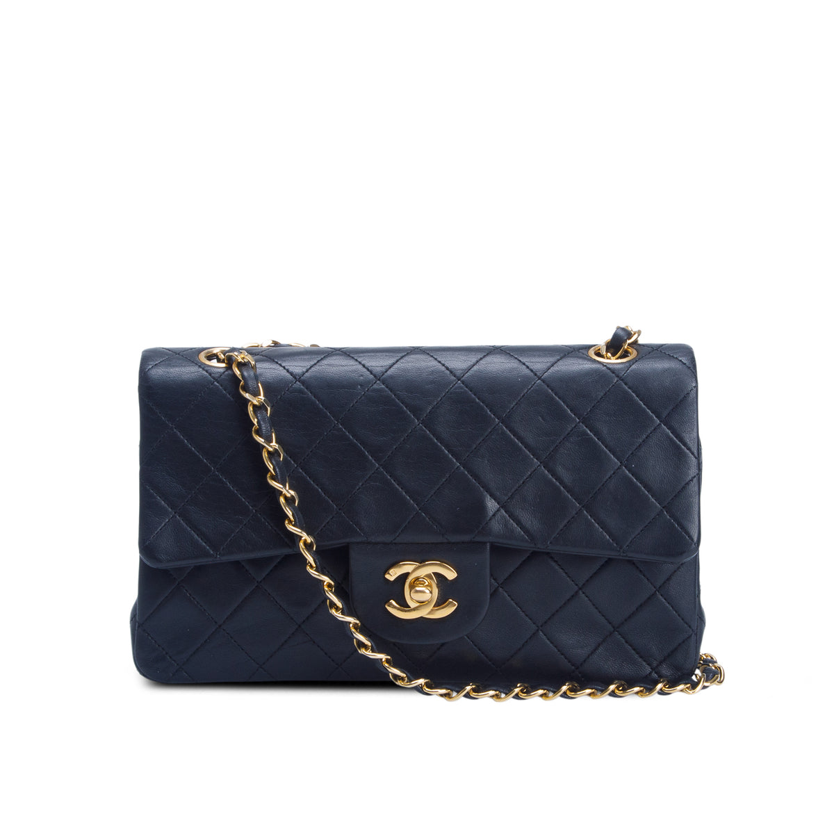 Chanel Vintage Black Lambskin Classic Small Double Flap Bag