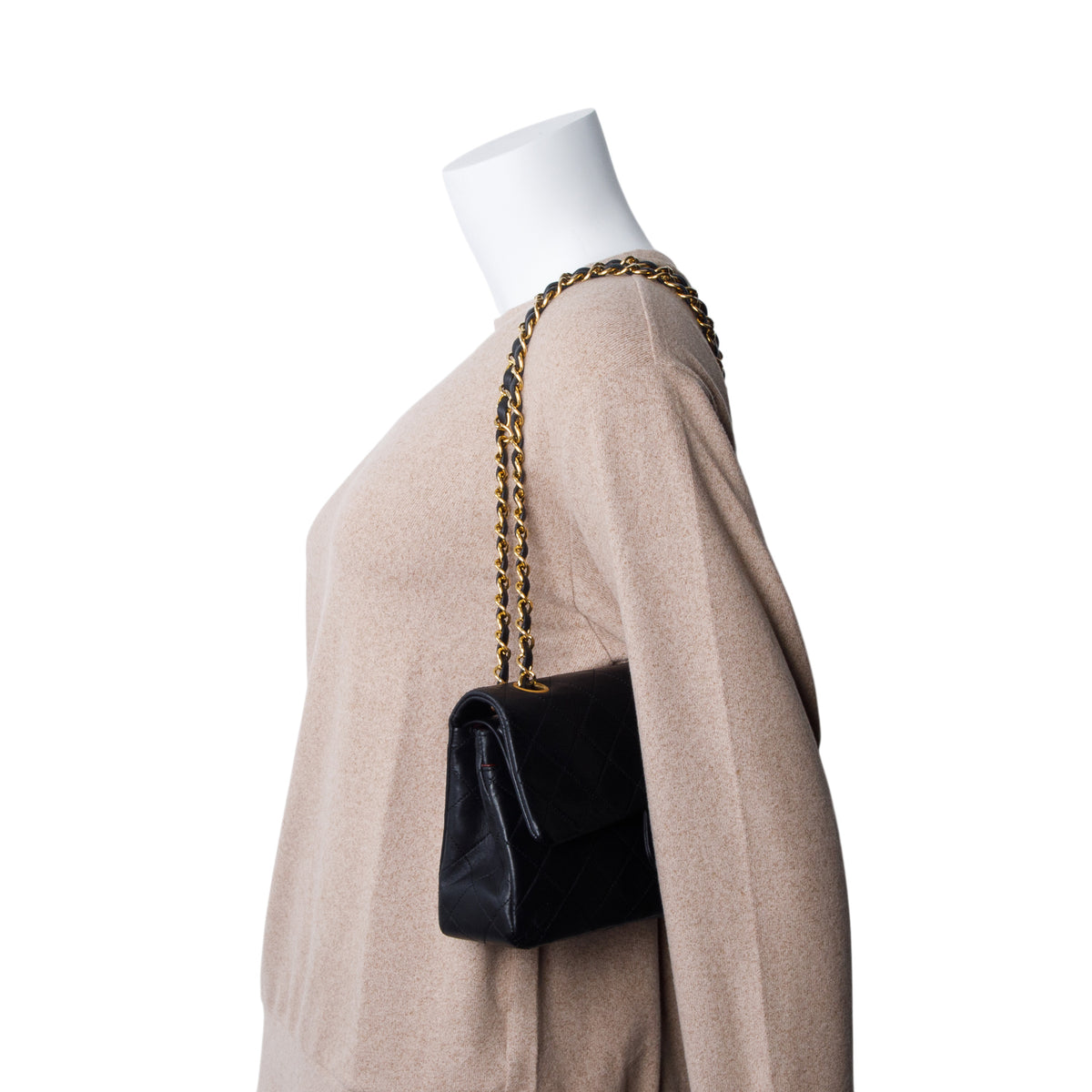 Chanel Vintage Black Lambskin Classic Small Double Flap Bag