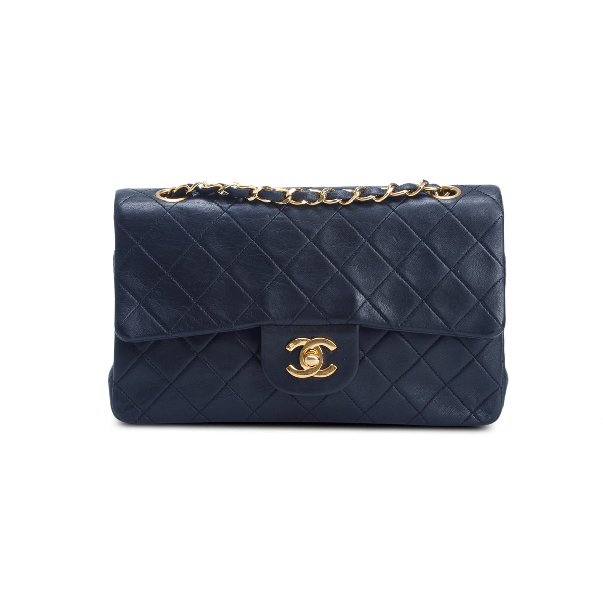 Chanel Vintage Black Lambskin Classic Small Double Flap Bag