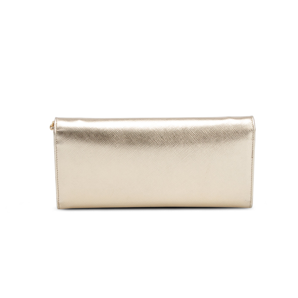 Prada Gold Saffiano Metal Continental Wallet on Chain