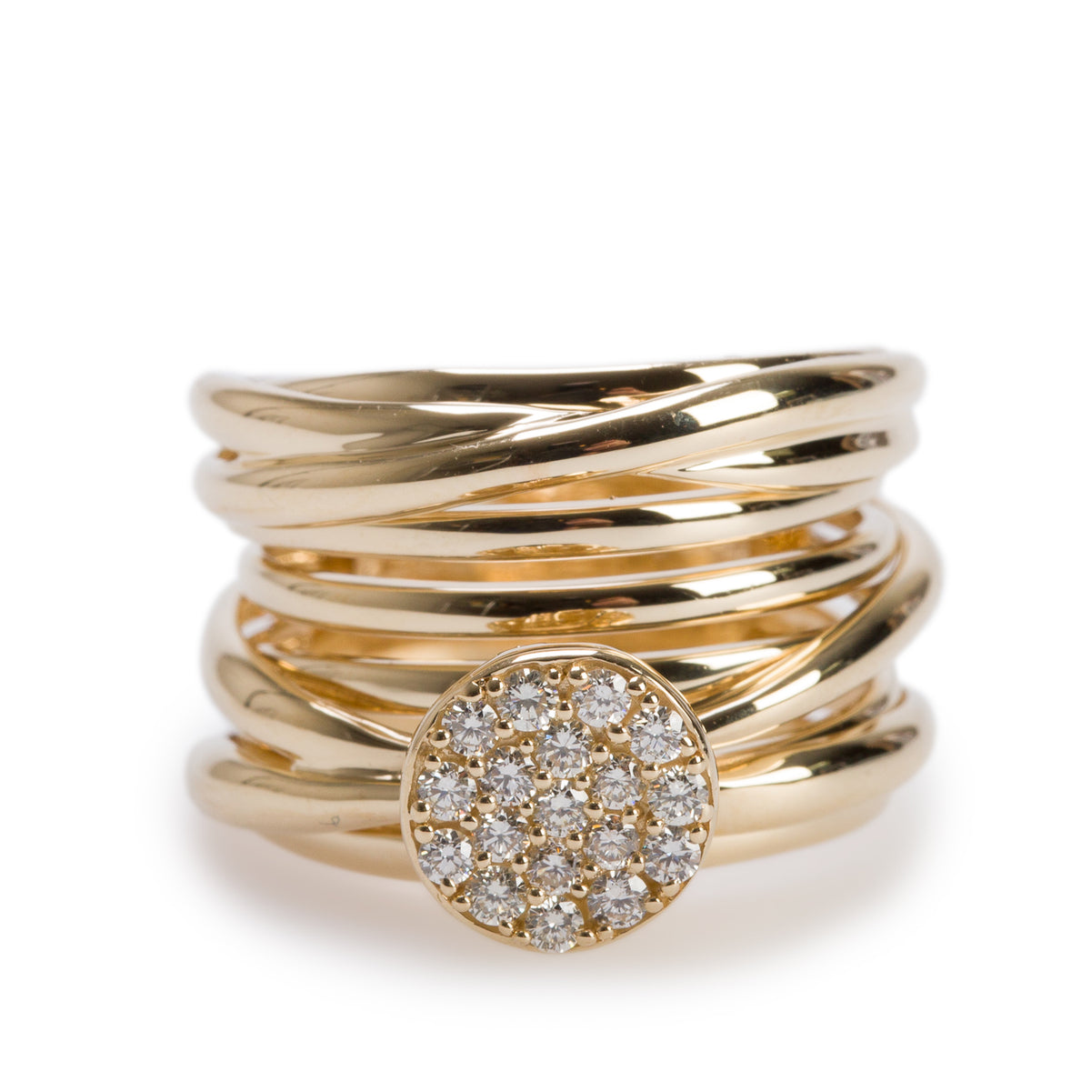 Effy 14k Yellow Gold Diamond D'Oro Multi Band Ring, Size 7