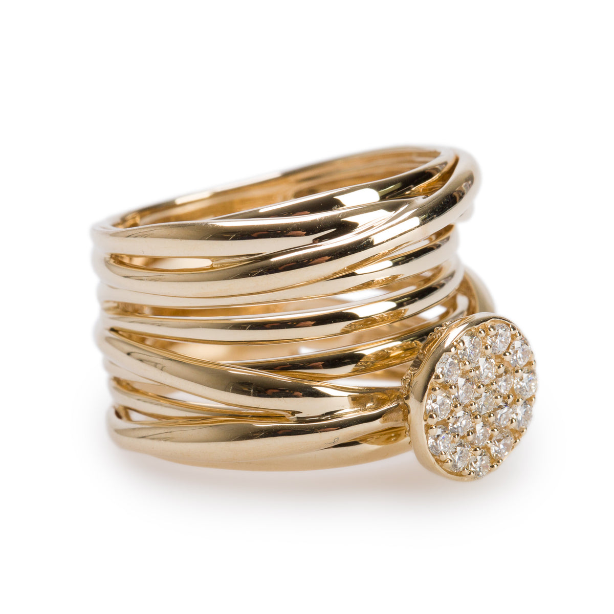 Effy 14k Yellow Gold Diamond D'Oro Multi Band Ring, Size 7