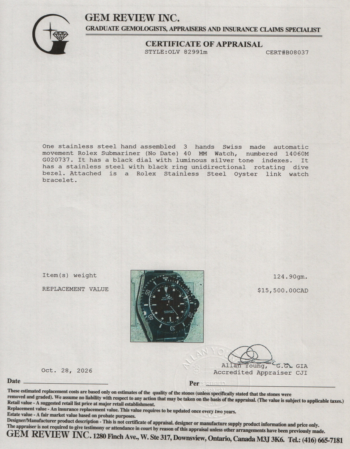 Rolex Stainless Steel Submariner (No Date) 40 MM Automatic Watch Black Dial 14060M w/ Box & Papers