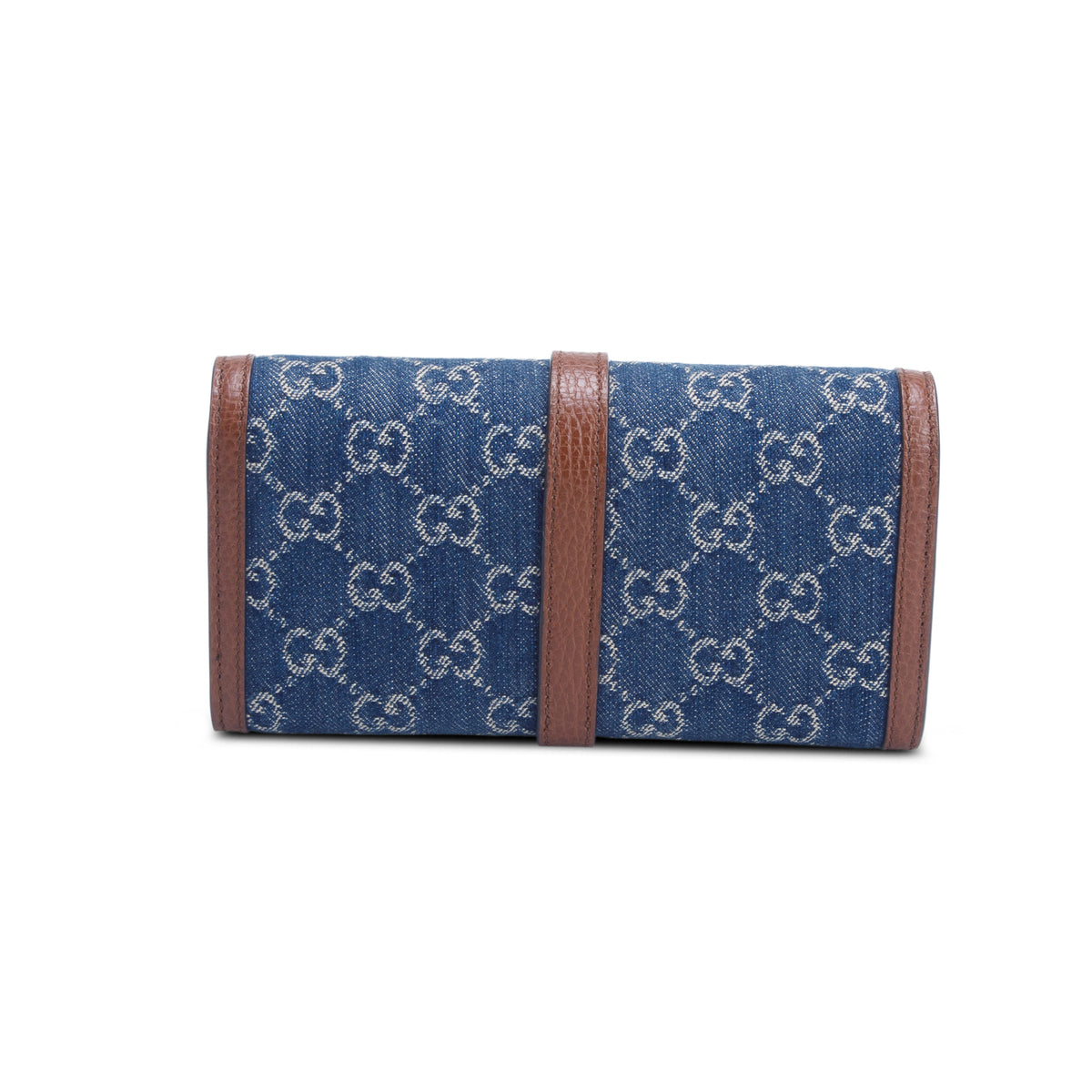 Gucci Blue New Denim GG Monogram Jackie 1961 Chain Wallet
