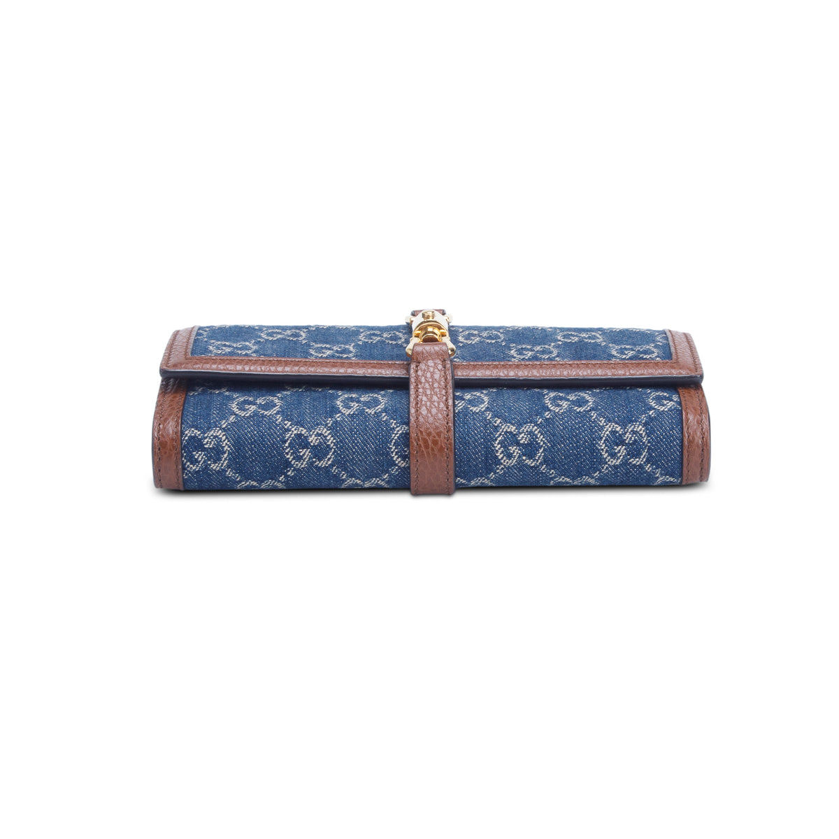 Gucci Blue New Denim GG Monogram Jackie 1961 Chain Wallet