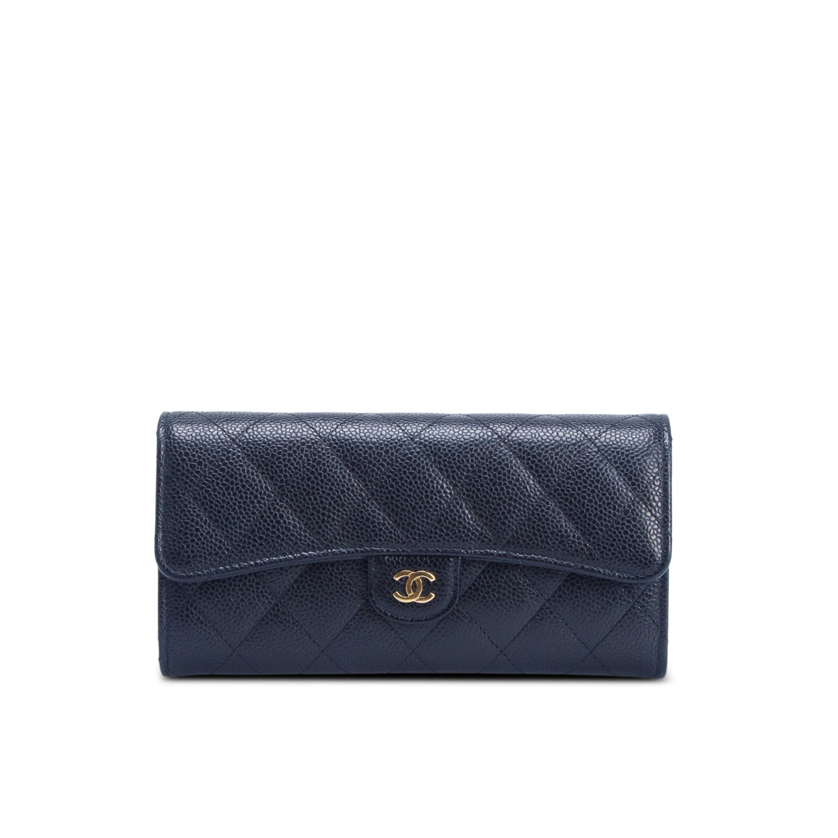 Chanel Black Caviar Leather Classic Long Flap Wallet w/ Box, Authenticity Card & Receipt