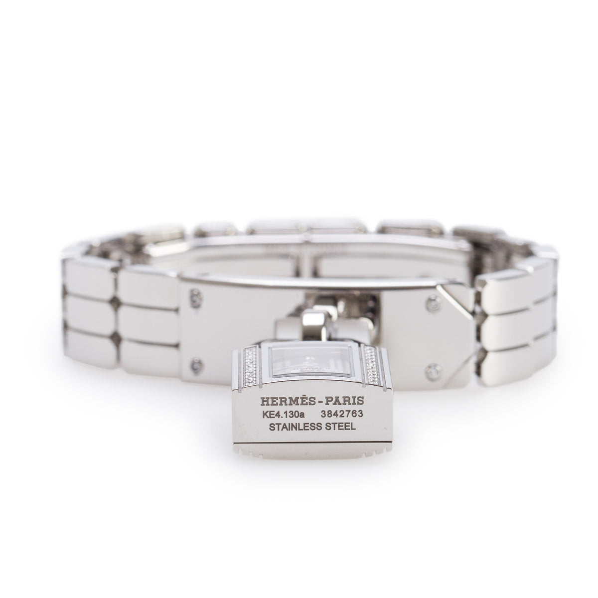 Hermes 2026 Stainless Steel Diamond Kelly Watch, Mini Model, 16 MM w/ Box & Papers