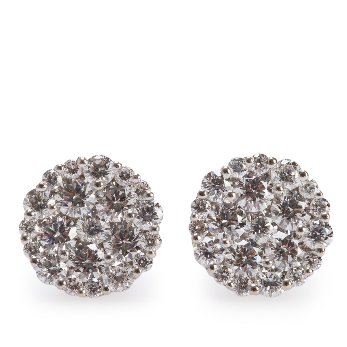18k White Gold 1.45 tcw. Cluster Diamond Stud Earrings