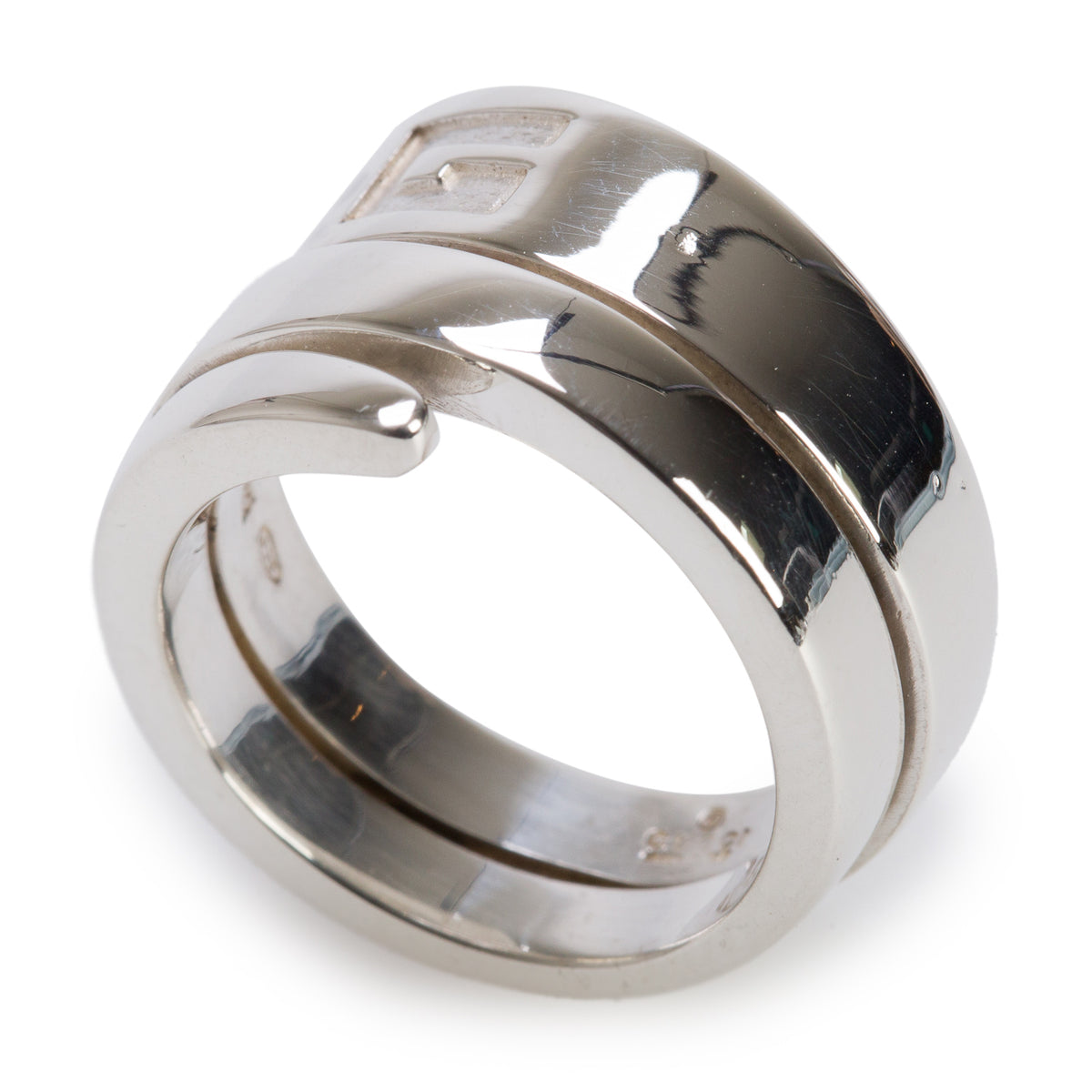Gucci Sterling Silver G Spiral Ring, Size 5