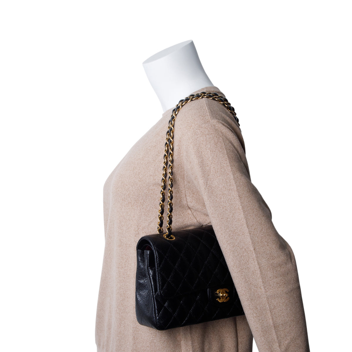 Chanel Black Caviar Quilted Medium Double Flap Bag w/ Box, Receipt & Authenticity Card