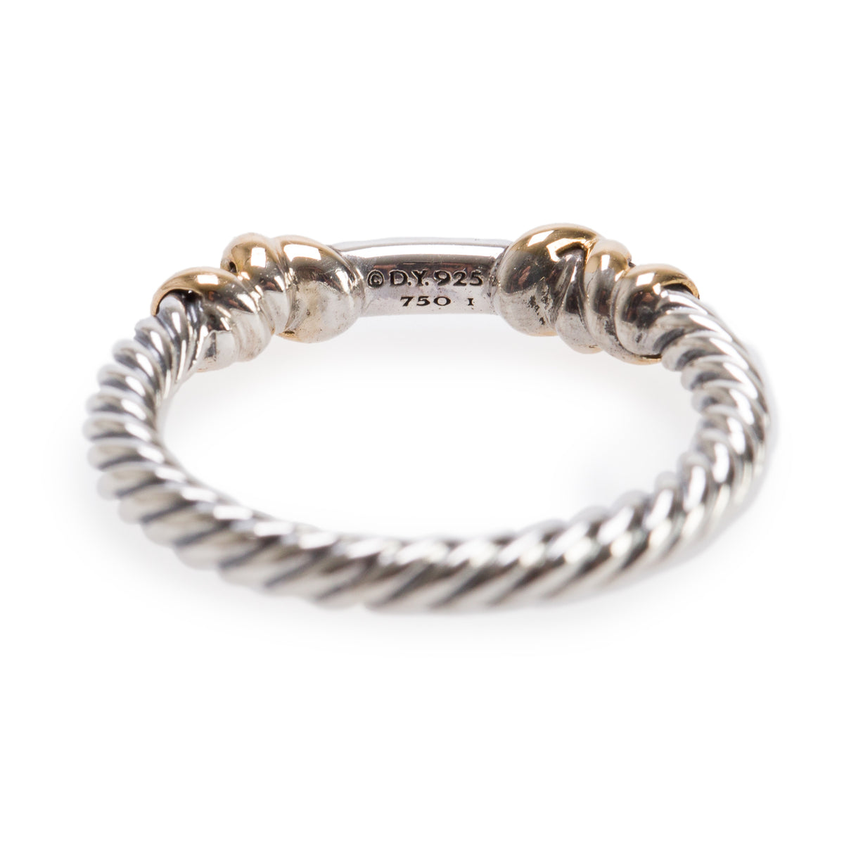 David Yurman Sterling Silver & 18k Yellow Gold Diamond Petite Helena Wrap Band Ring, Size 6.75
