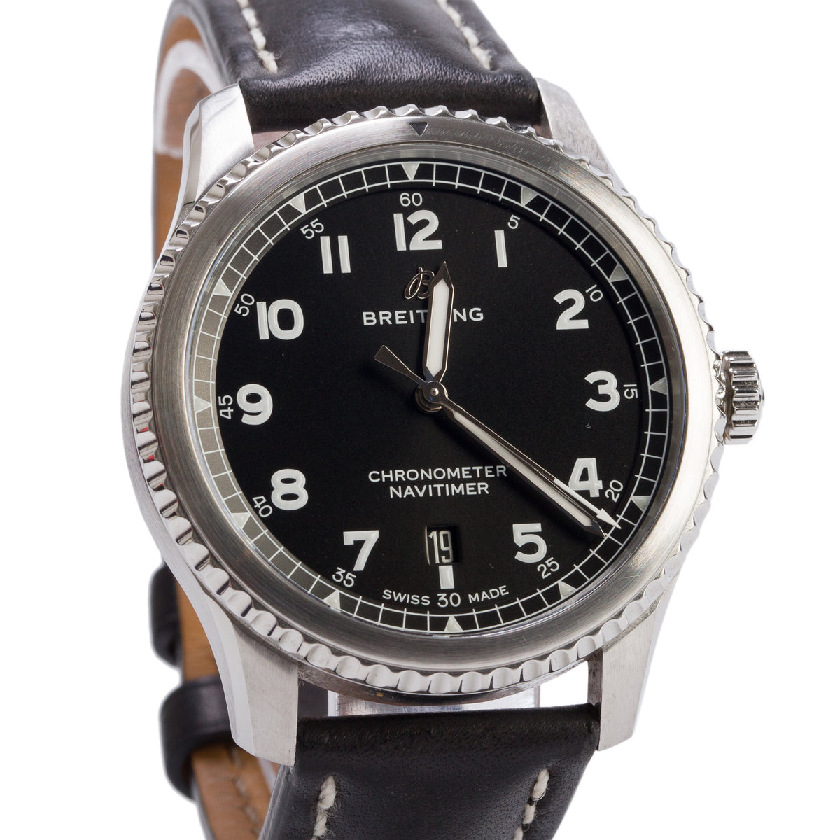 Breitling Stainless Steel Navitimer 8 41 MM Automatic Watch Black Dial A17314 w/ Box, Extra Straps & Papers