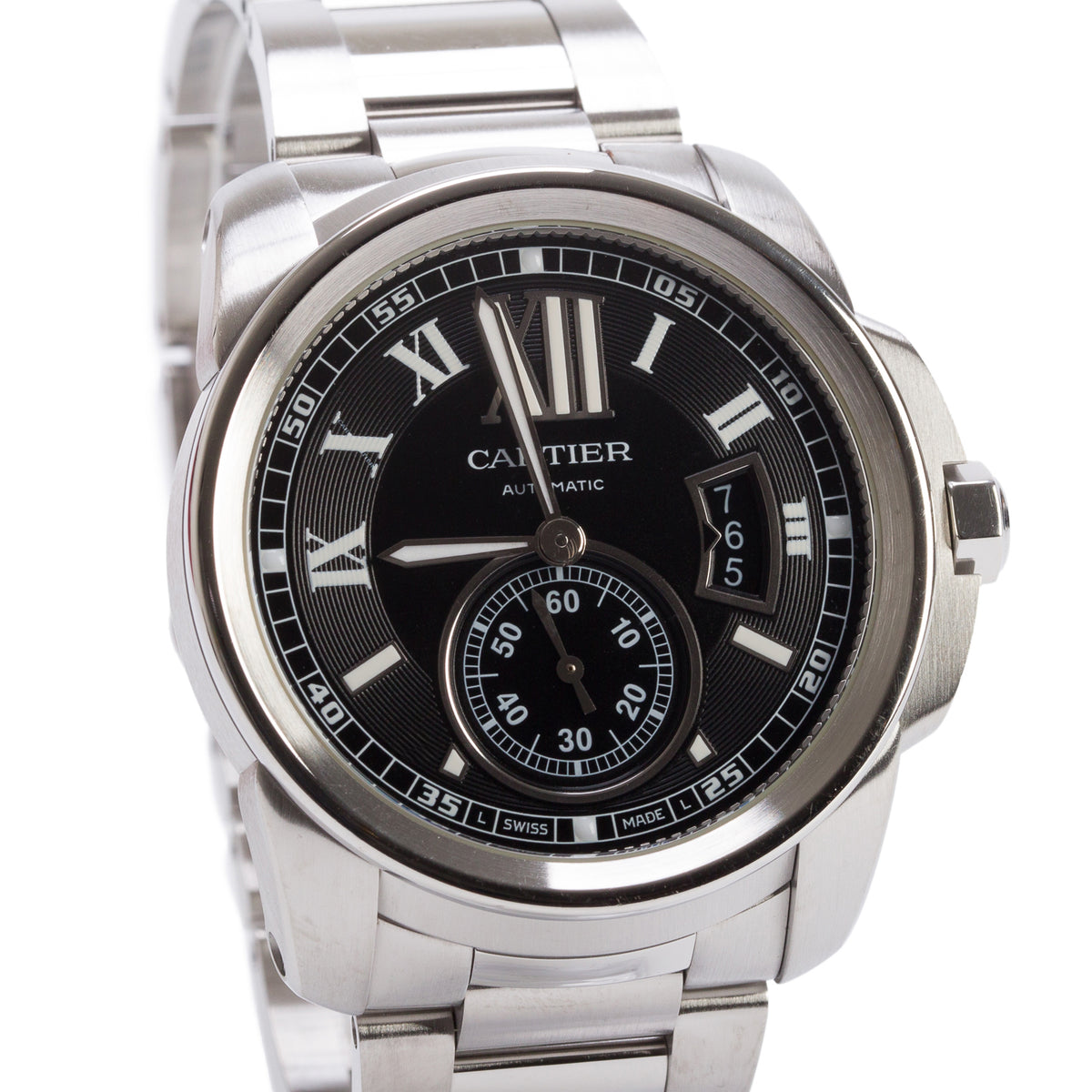 Cartier Stainless Steel Calibre de Cartier 42 MM Automatic Watch Black Dial 3389 w/ Box & Papers