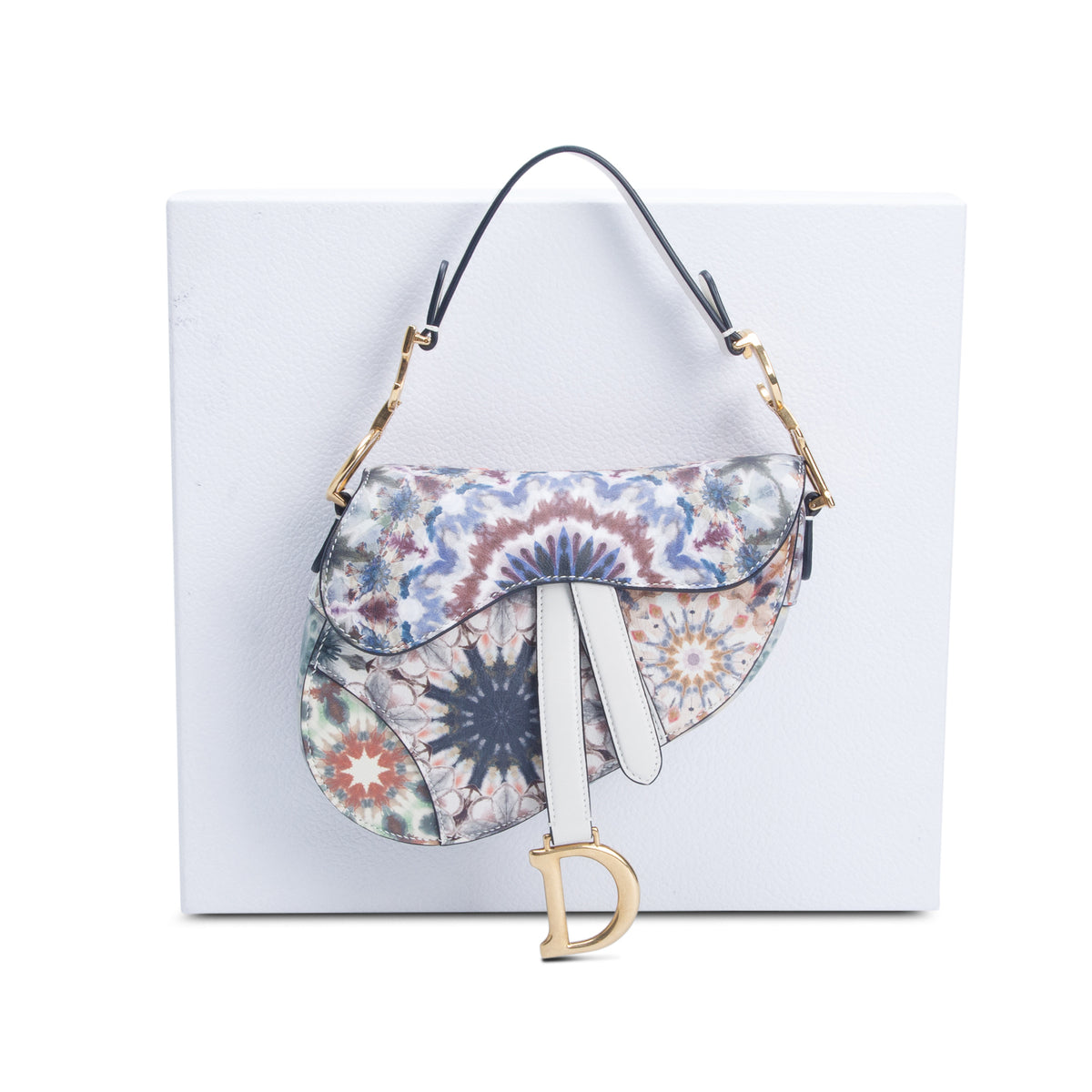 Christian Dior Multicolor Calfskin Kaleidiorscopic Mini Saddle Bag w/ Box &