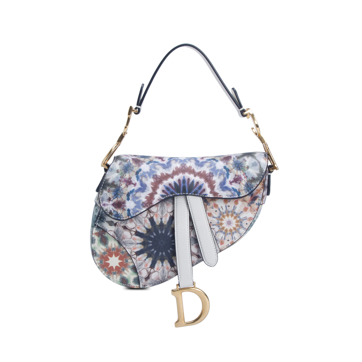 Christian Dior Multicolor Calfskin Kaleidiorscopic Mini Saddle Bag w/ Box &