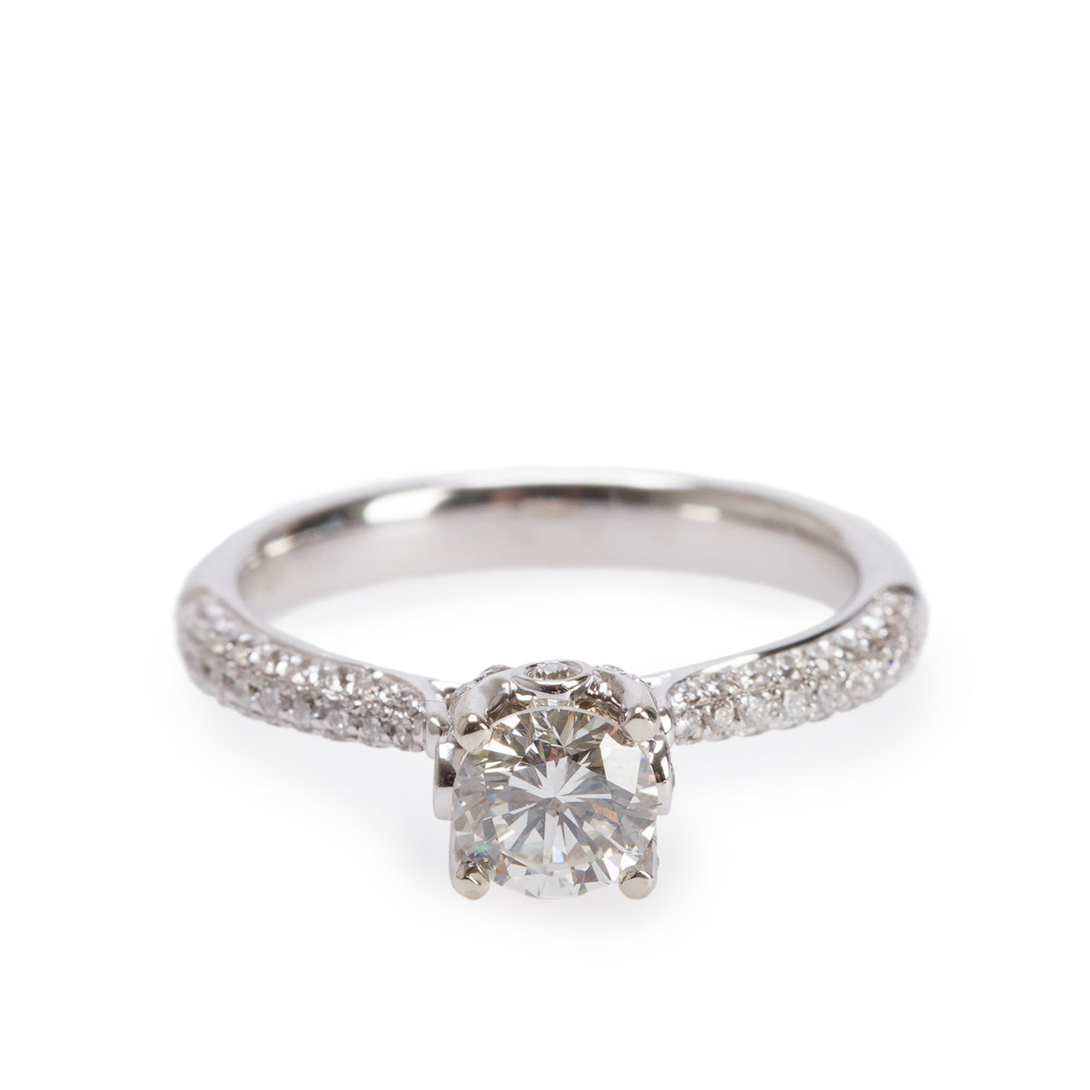 14k White Gold 0.62 ct. Round Cut Diamond Engagement Ring, Size 6.25