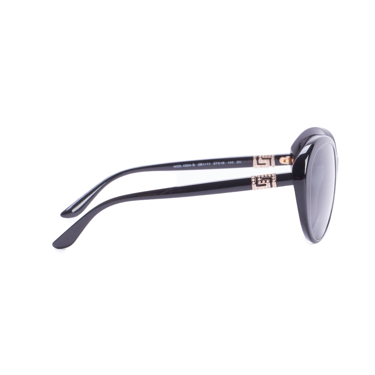 Versace Mod. 4324-B Black Acetate Crystal Greca Butterfly Sunglasses w/ Case