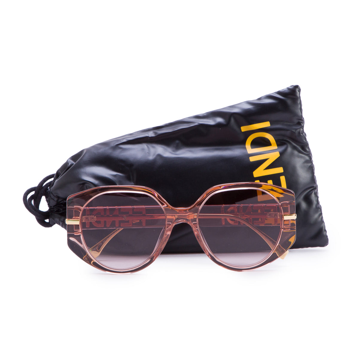 Fendi FE40083U Pink Transparent Acetate Fendigraphy Logo Sunglasses w/ Case