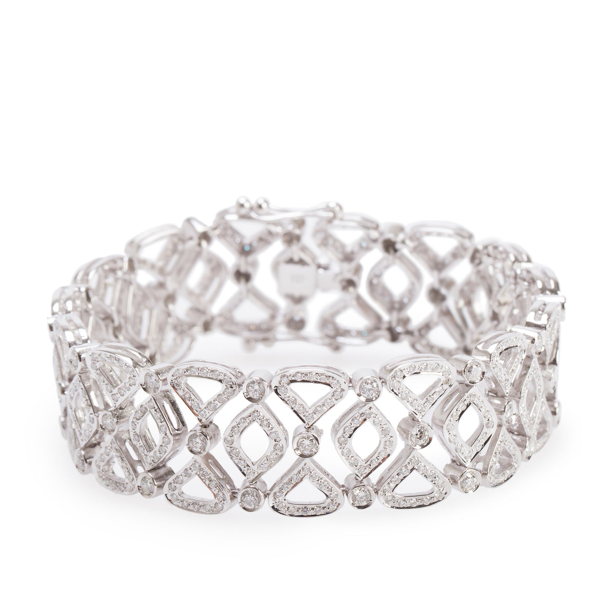 18k White Gold 5.28 tcw. Diamond Wide Bracelet