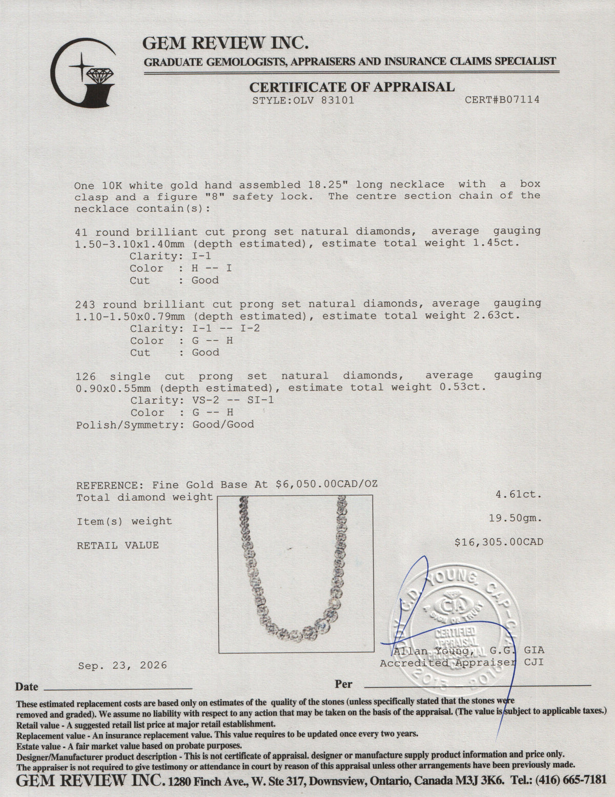 10kWhite Gold 4.61 tcw. Diamond Necklace