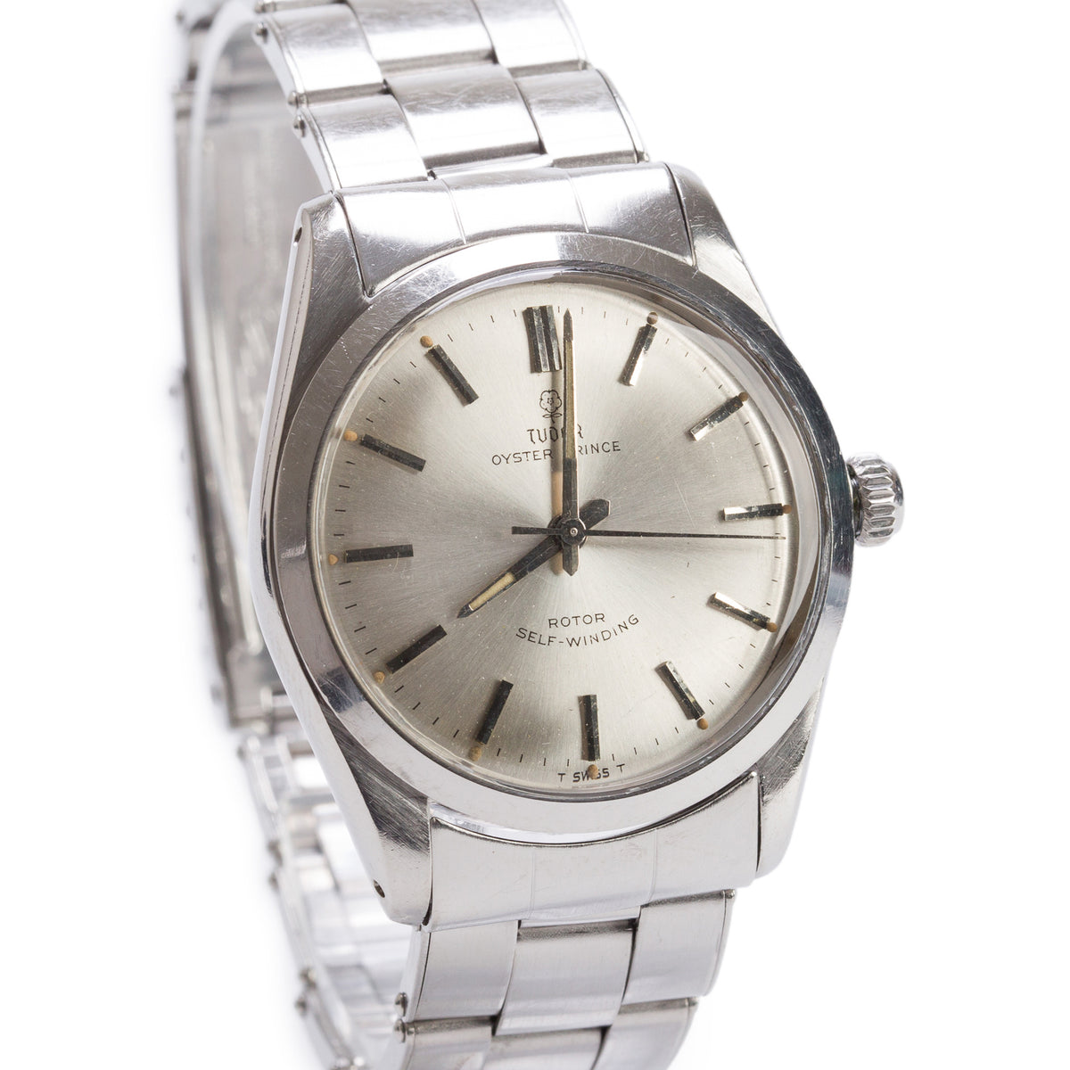 Tudor Vintage Stainless Steel Oyster Prince 34 MM Automatic Watch Silver Dial 7965