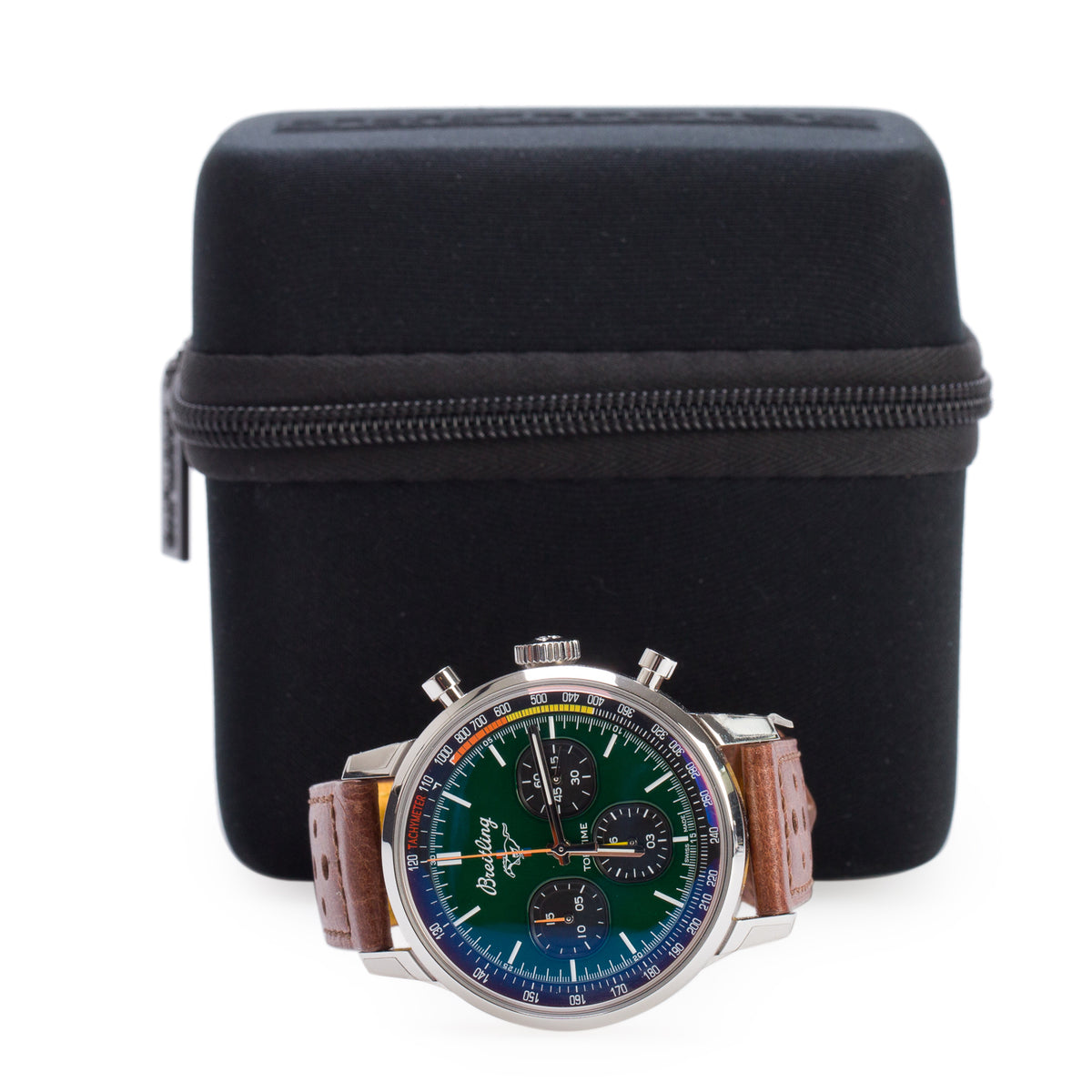 Breitling Stainless Steel Top Time Ford Mustang 42 MM Automatic Watch Green Dial A25310 w/ Box